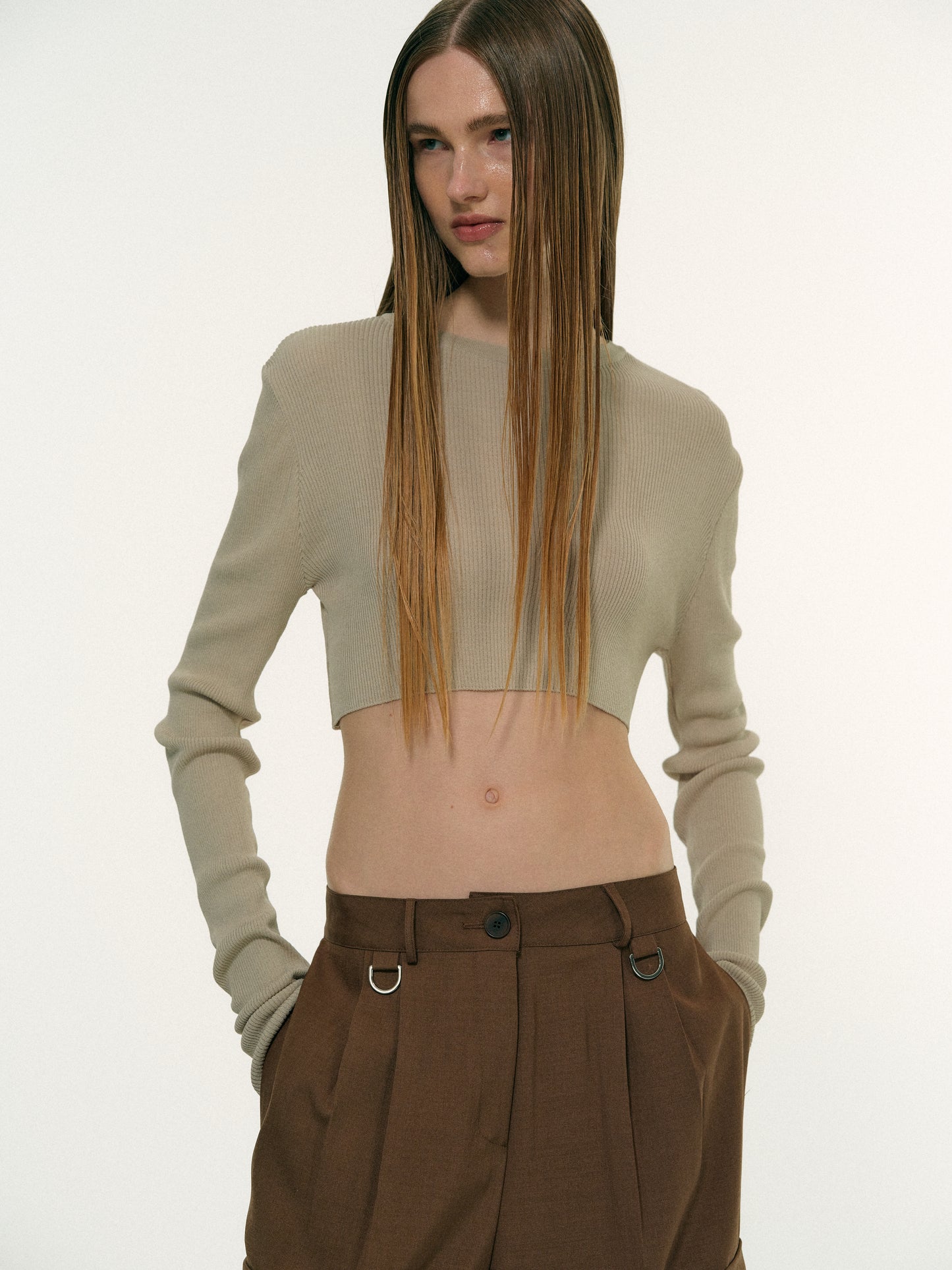 Crop Linen Knit, Taupe