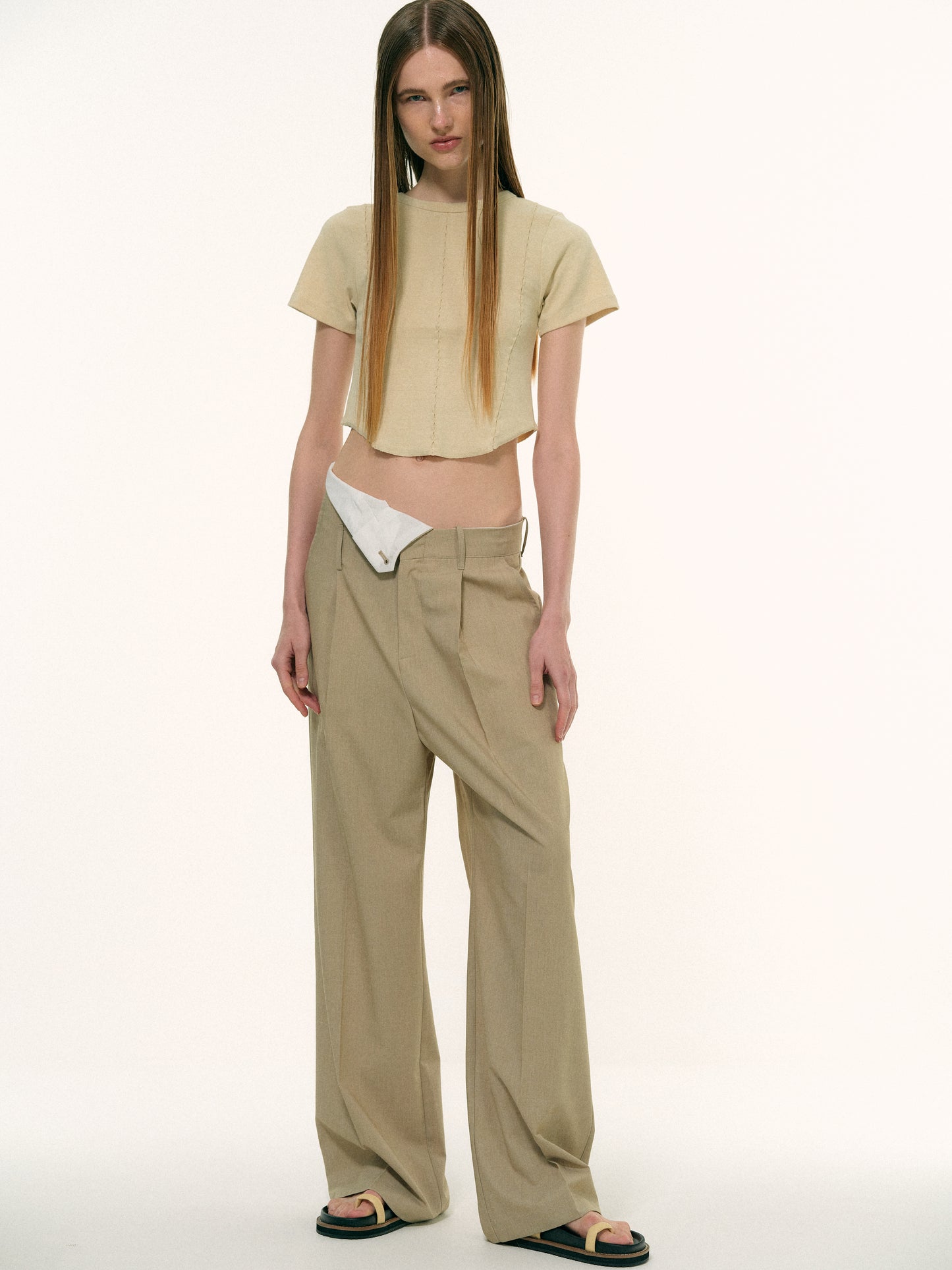 Foldover Suit Trousers, Wheat