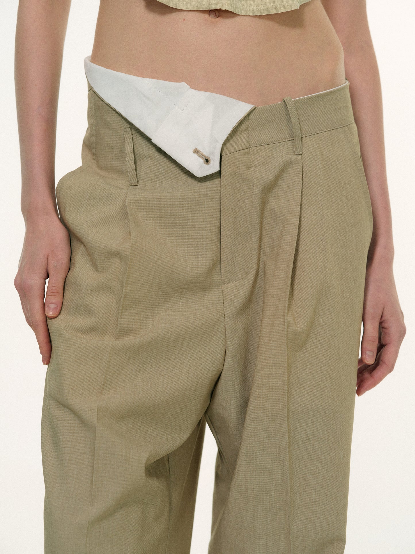 Foldover Suit Trousers, Wheat