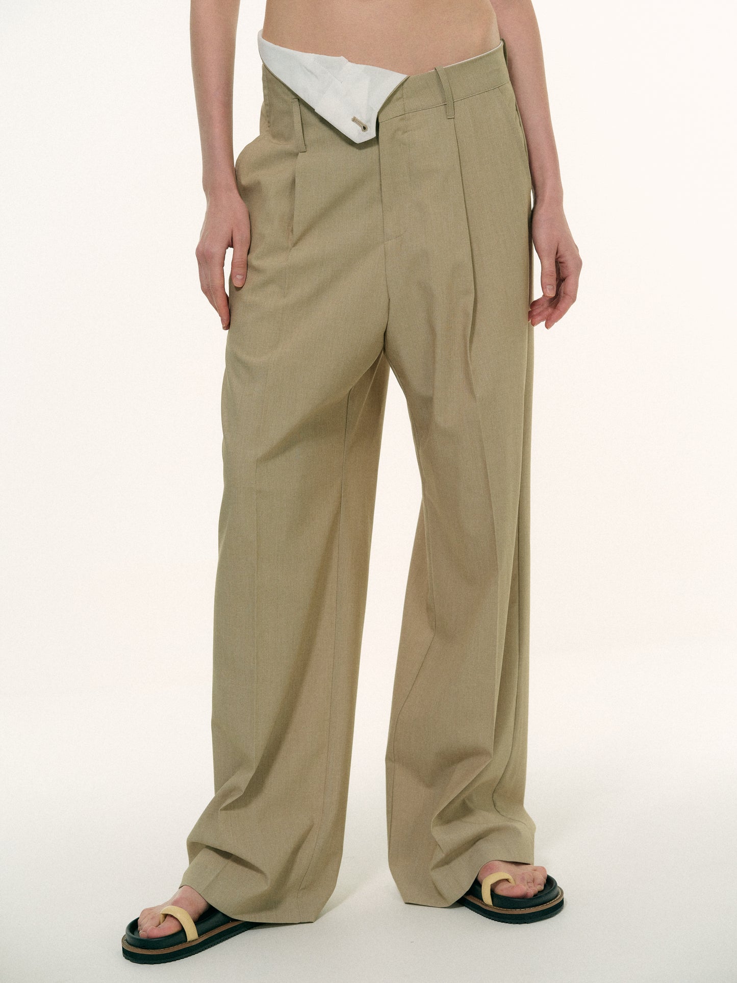 Foldover Suit Trousers, Wheat