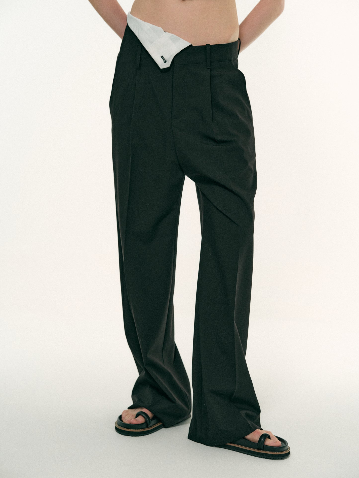 Foldover Suit Trousers, Black