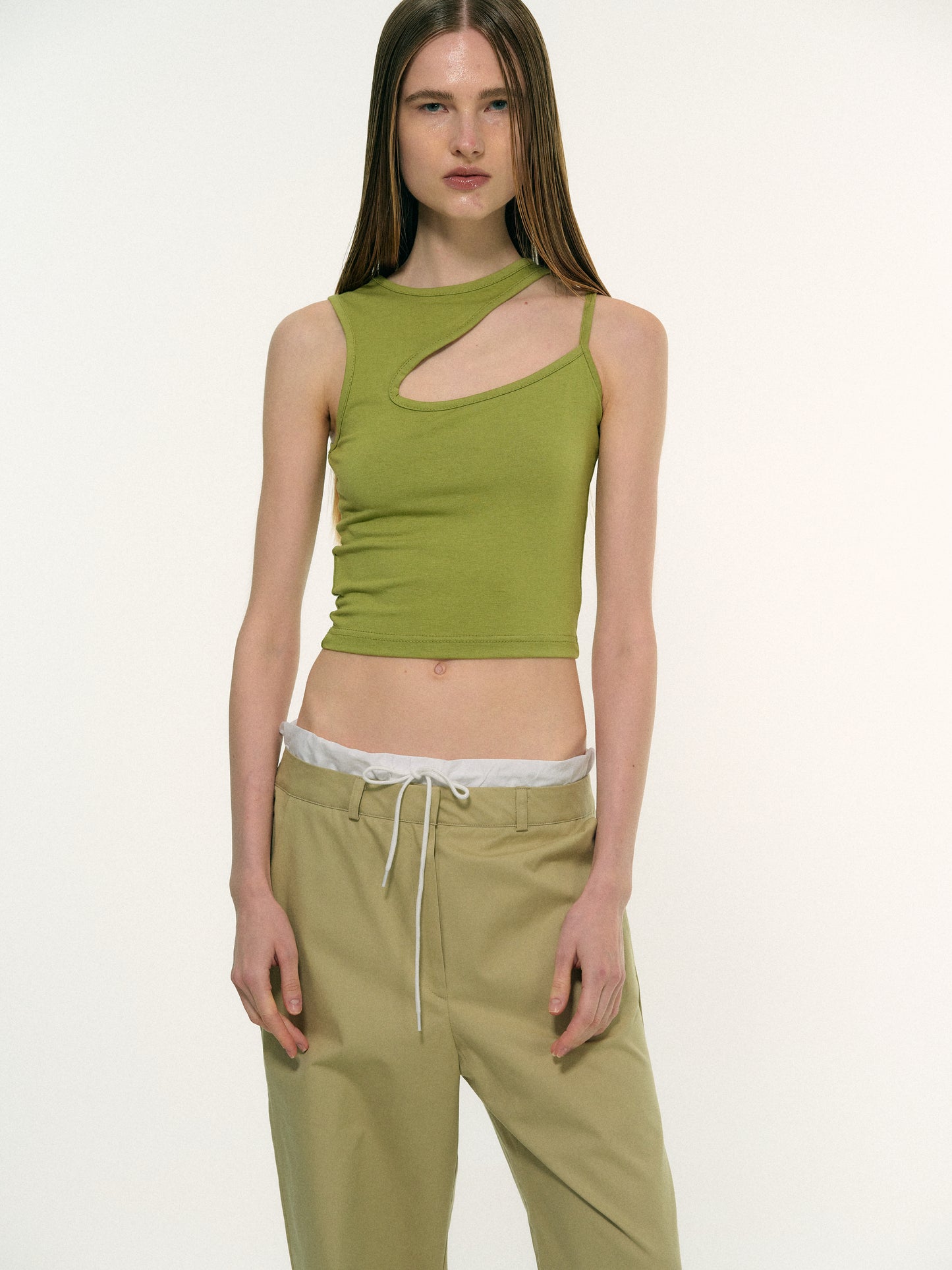 Cut-Out Baby Tank, Moss Green