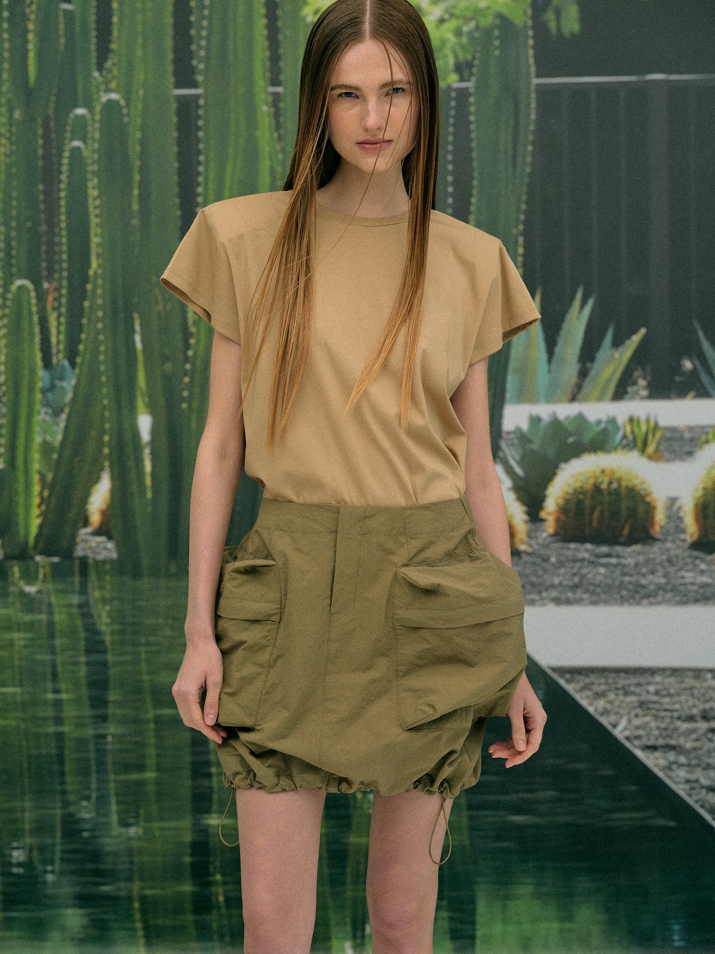 Utility Cargo Skirt, Khaki Grey