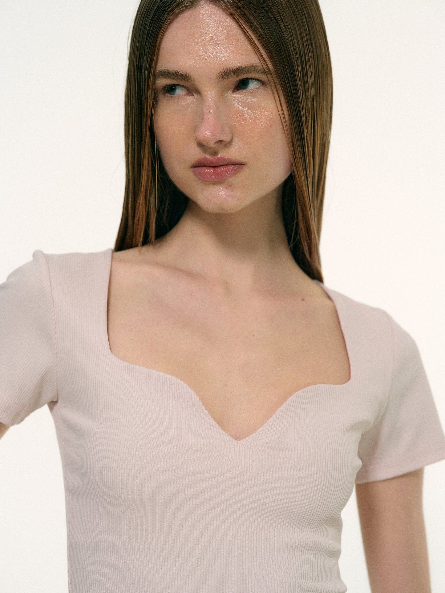 Sweetheart Rib T-Shirt, Pale Pink
