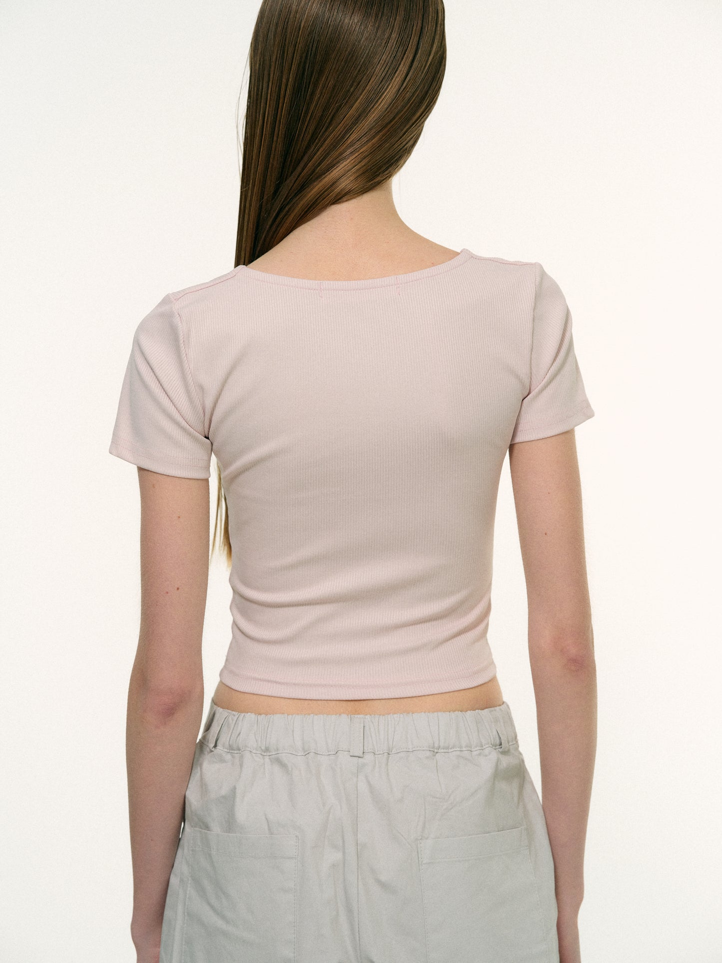 Sweetheart Rib T-Shirt, Pale Pink