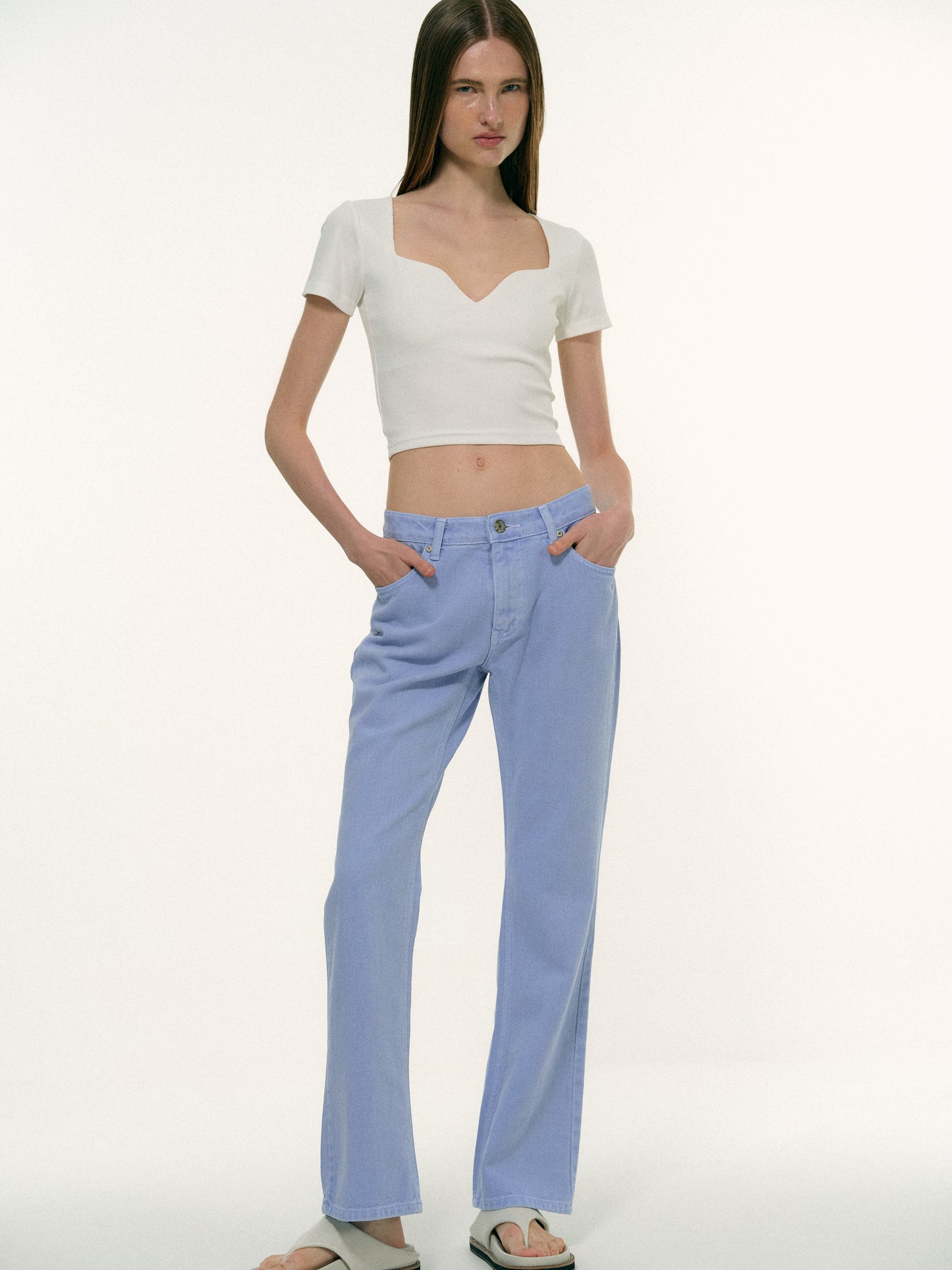 Garment-Dyed Regular Fit Jeans, Periwinkle