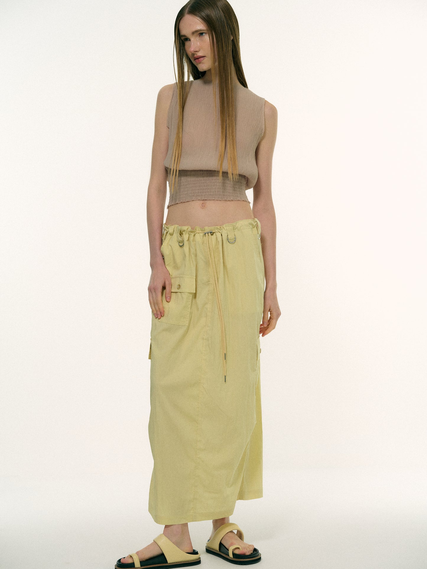 Channel Pleat Top, Latte