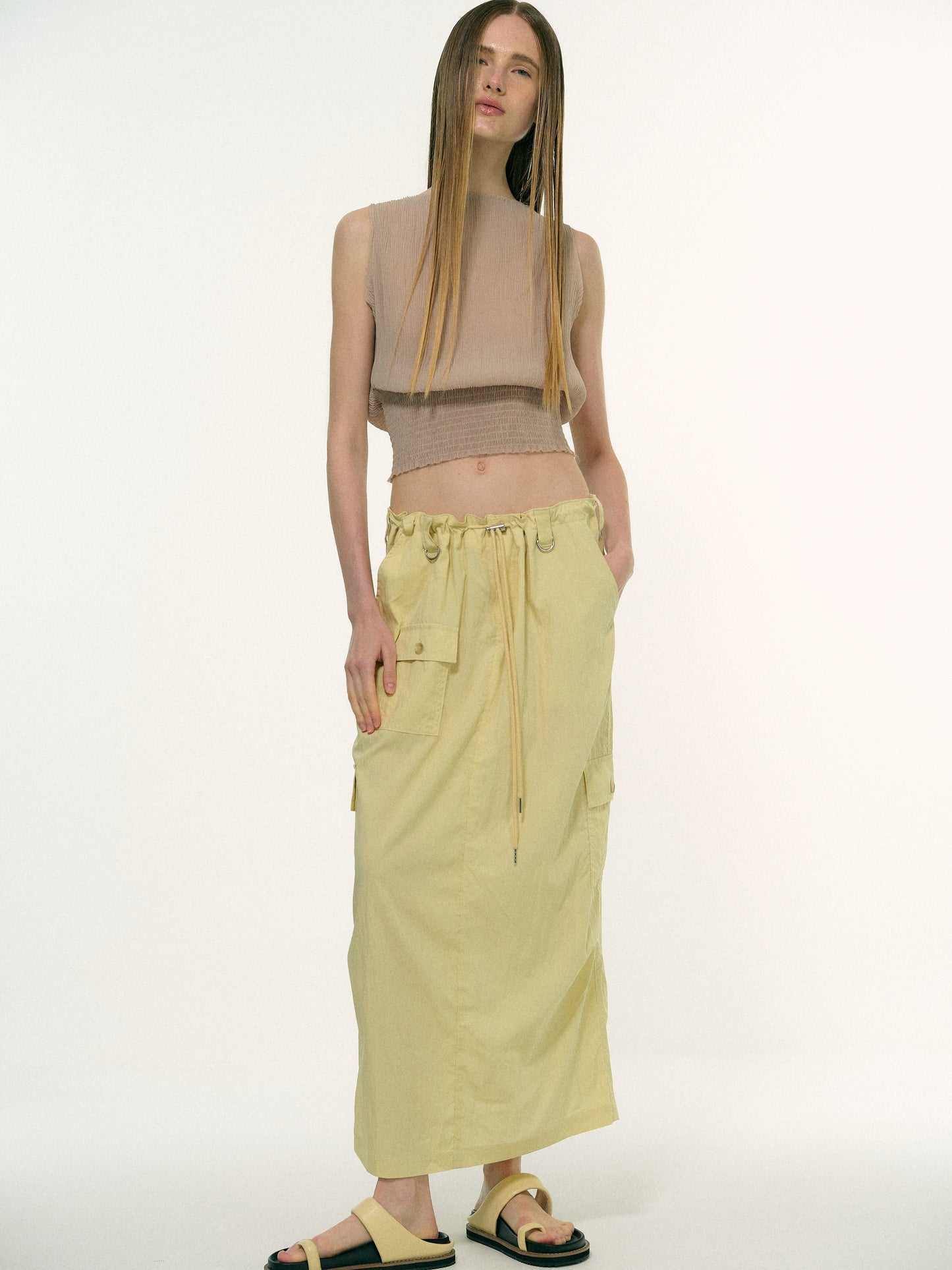 Channel Pleat Top, Latte