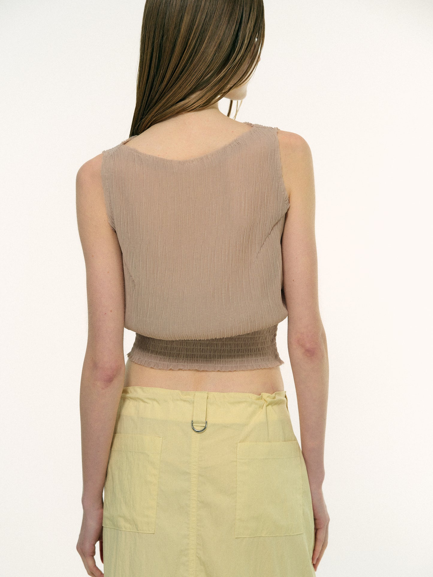 Channel Pleat Top, Latte