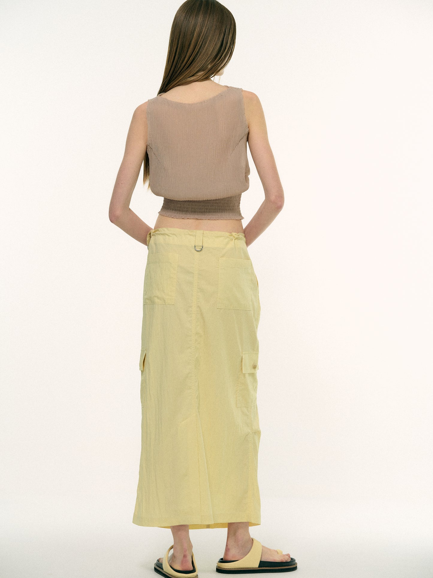 Channel Pleat Top, Latte