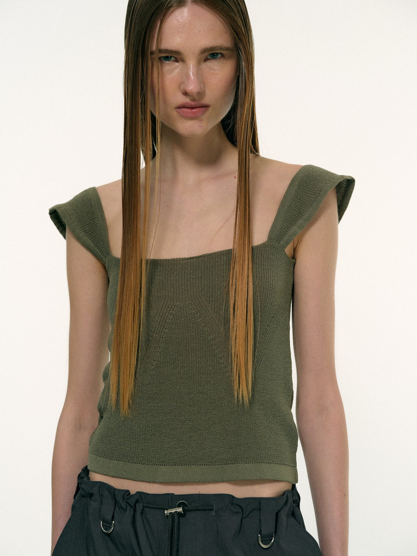 Knit Cami Top, Chive