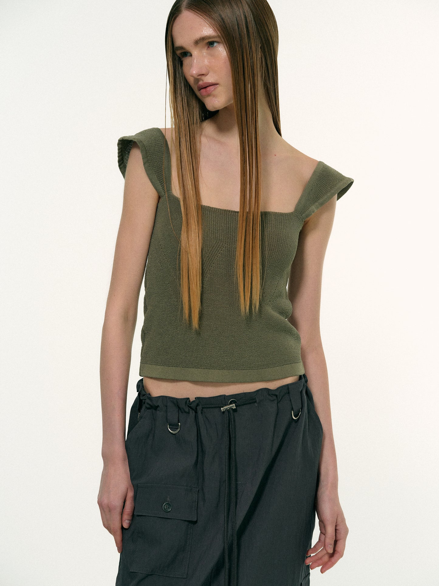 Knit Cami Top, Chive