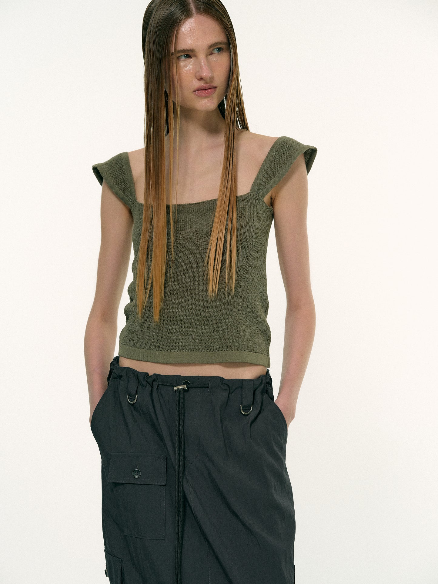 Knit Cami Top, Chive