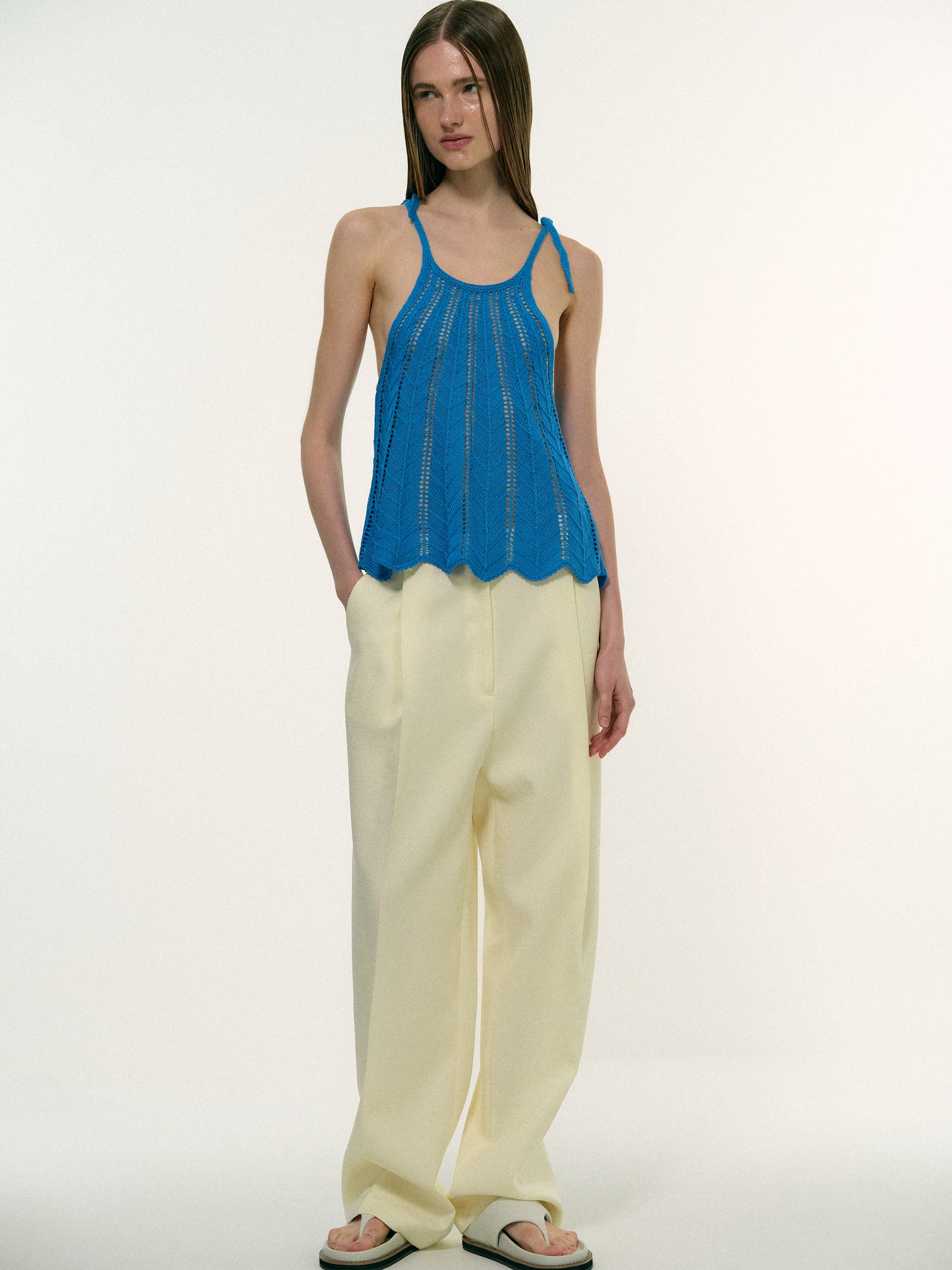 Openwork Crochet Camisole, Cobalt