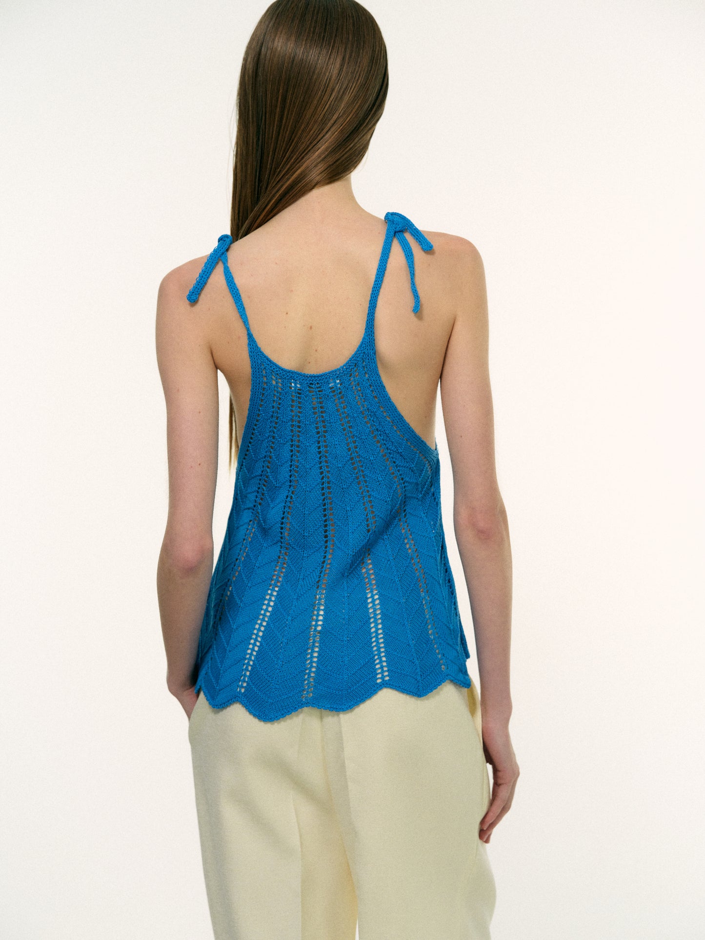 Openwork Crochet Camisole, Cobalt