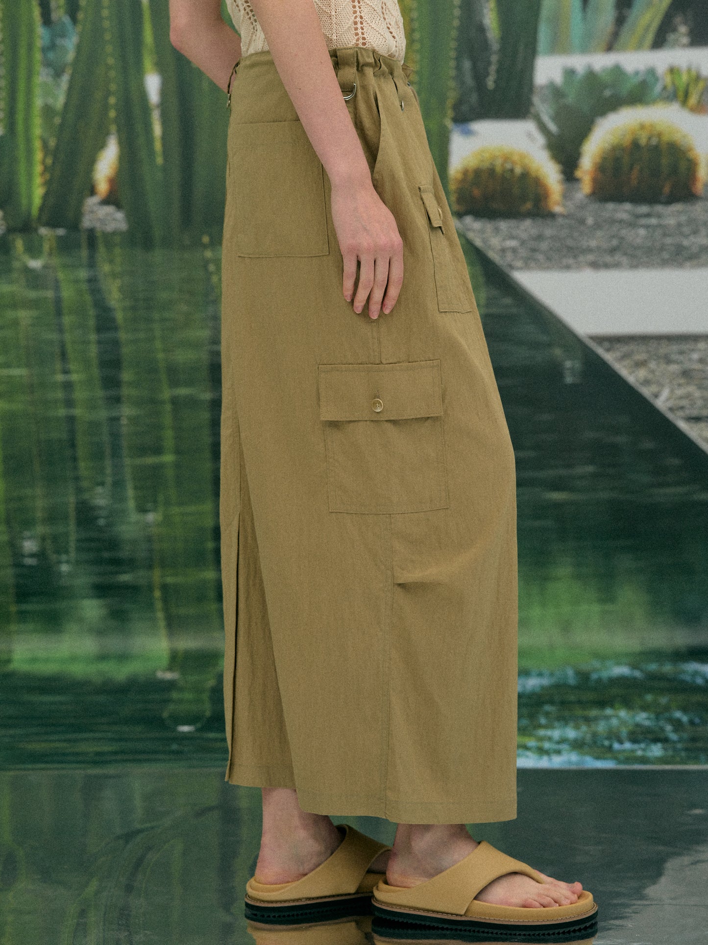 Parachute Cargo Skirt, Khaki