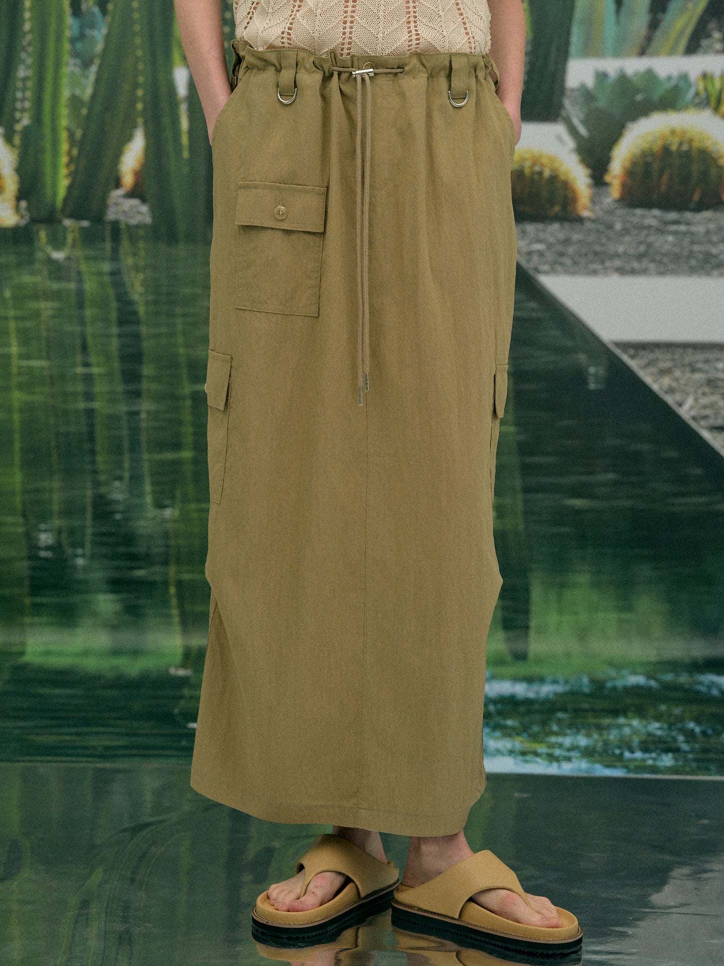Parachute Cargo Skirt, Khaki