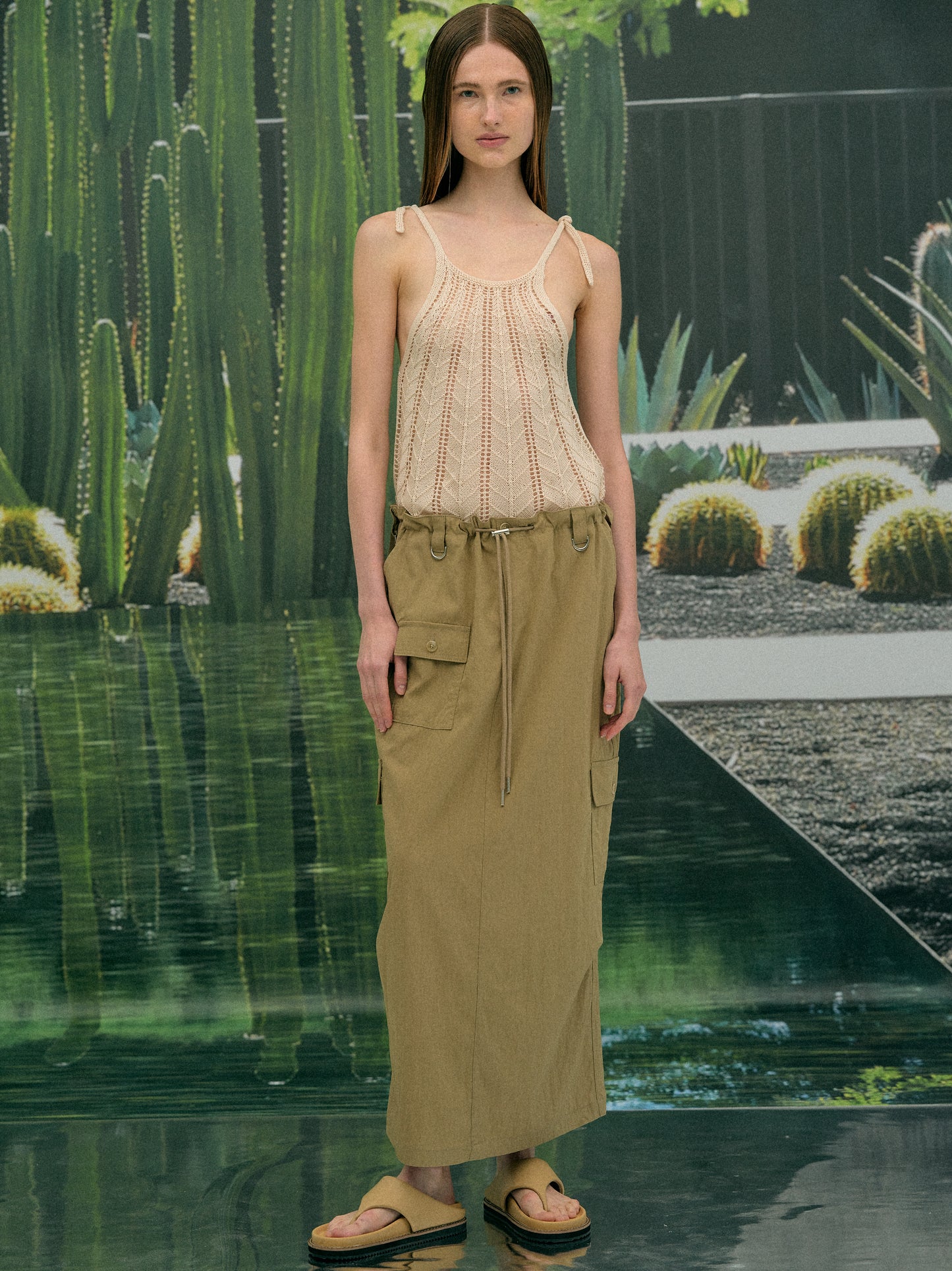 Parachute Cargo Skirt, Khaki