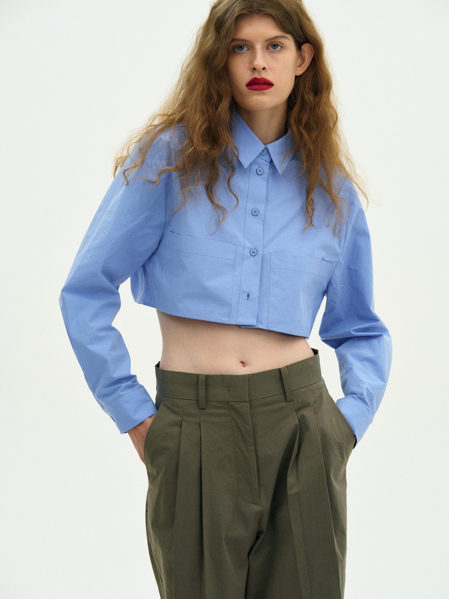 Cropped Cotton Shirt, Oxford