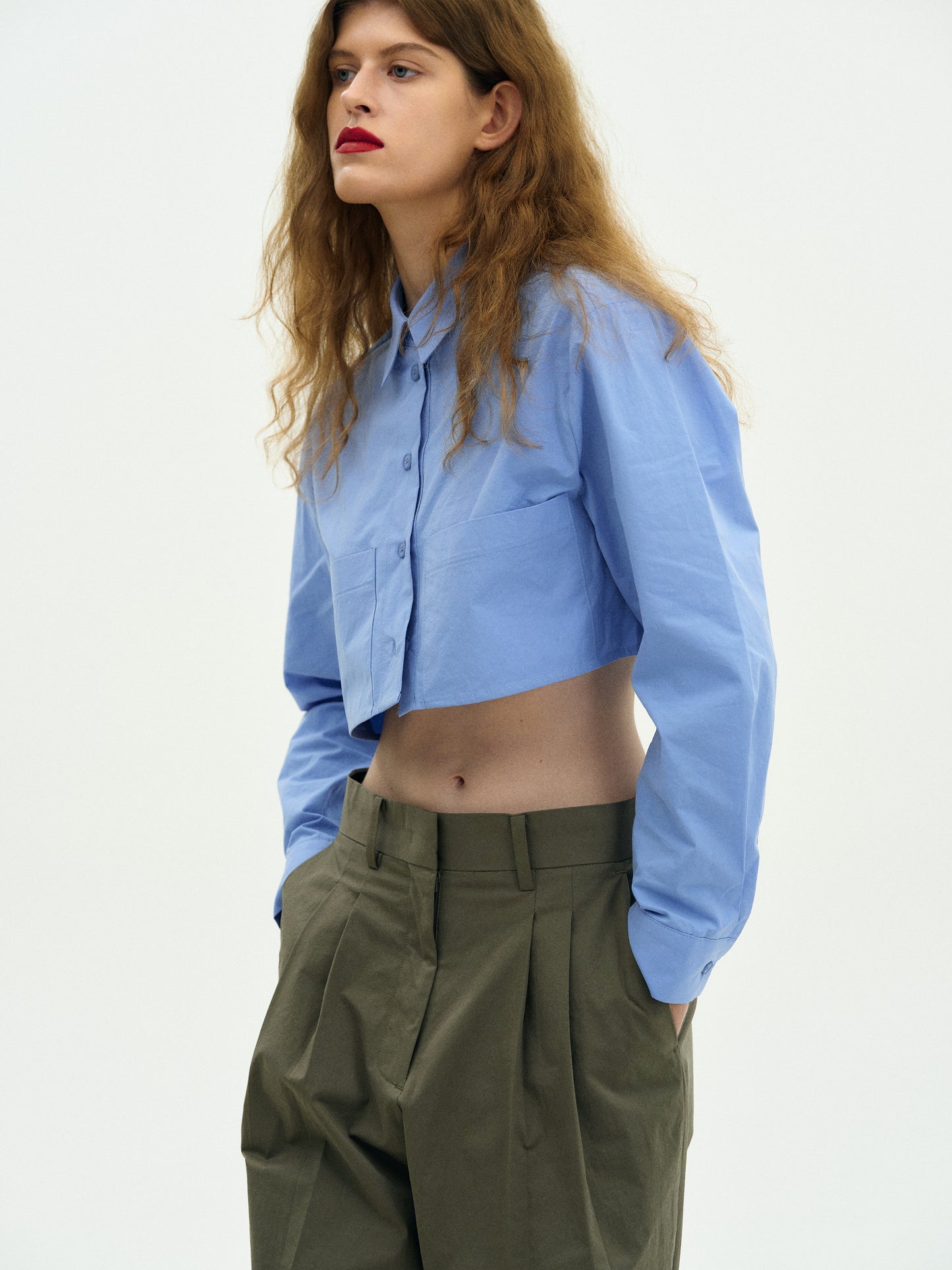 Cropped Cotton Shirt, Oxford