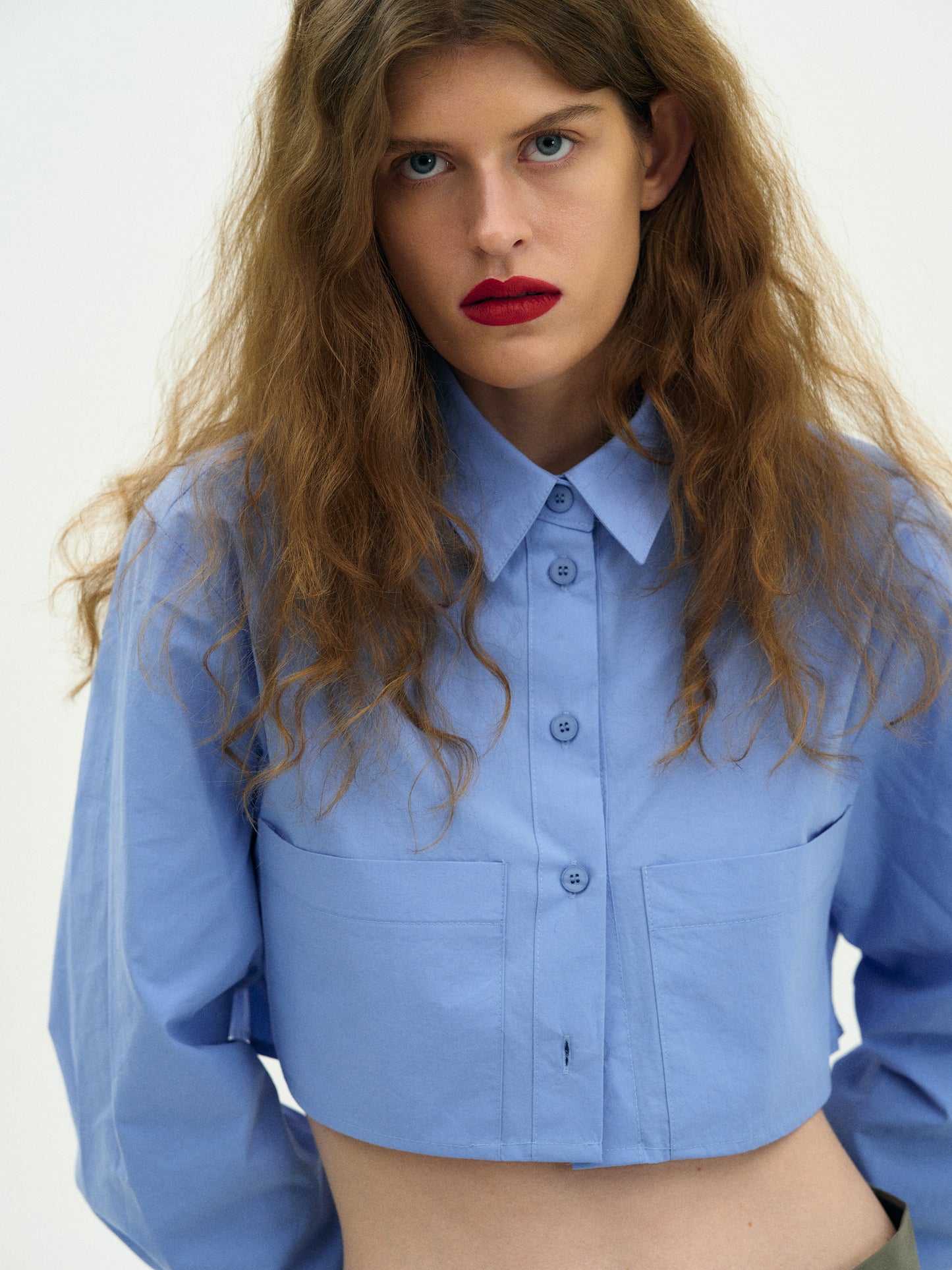 Cropped Cotton Shirt, Oxford