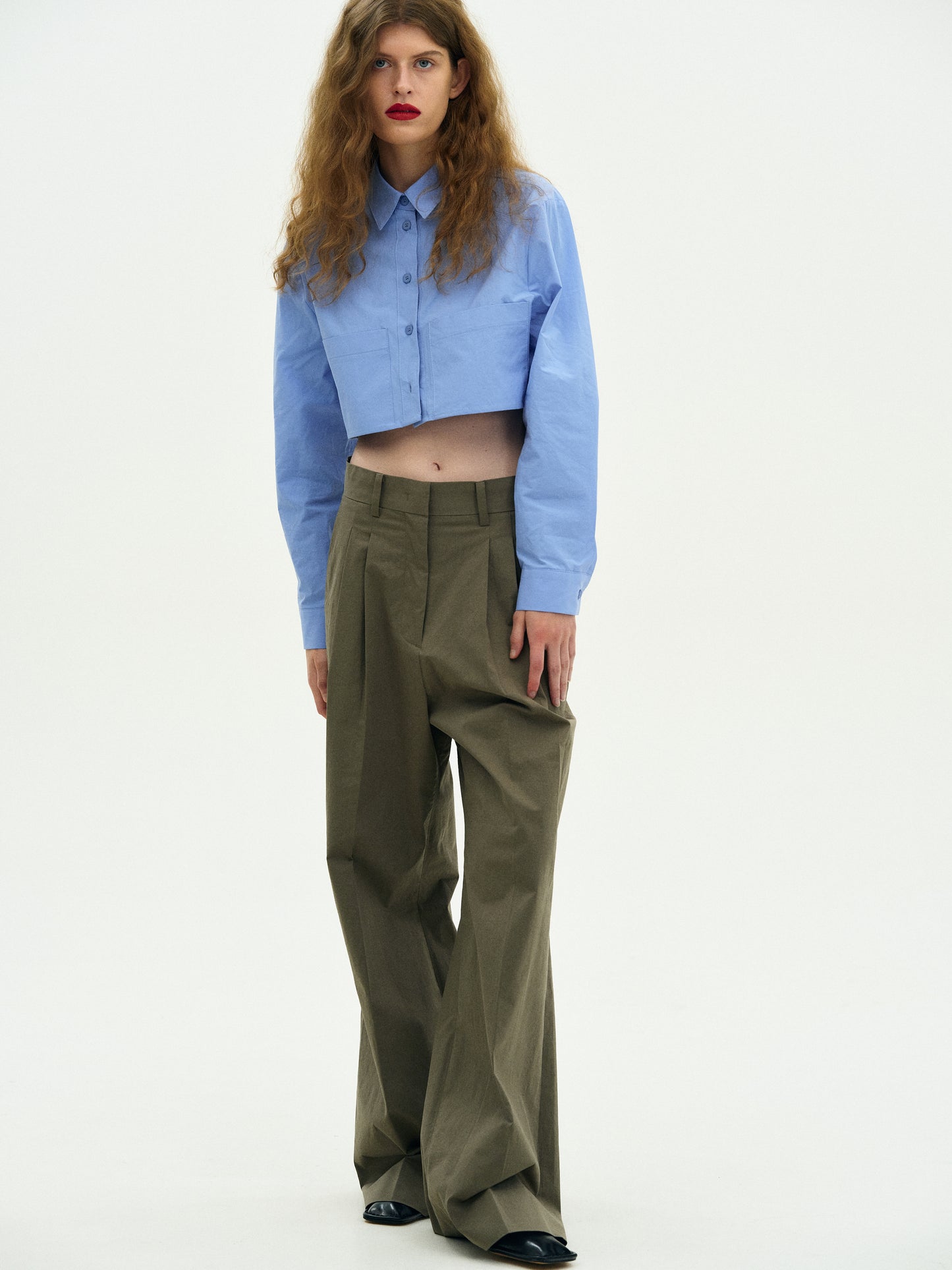 Cropped Cotton Shirt, Oxford