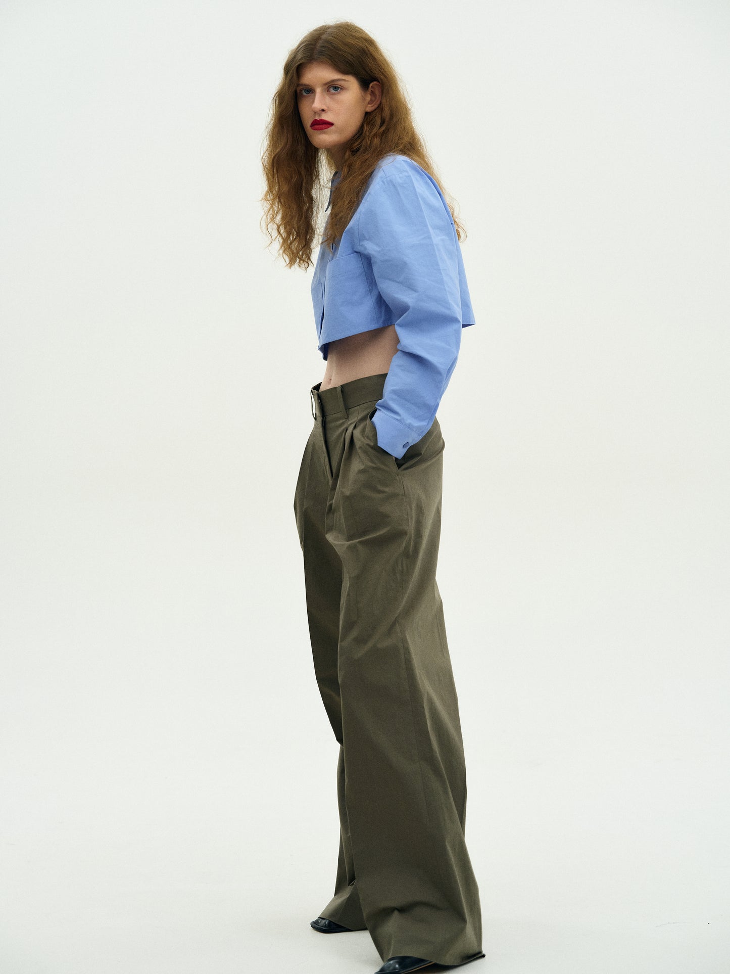 Cropped Cotton Shirt, Oxford
