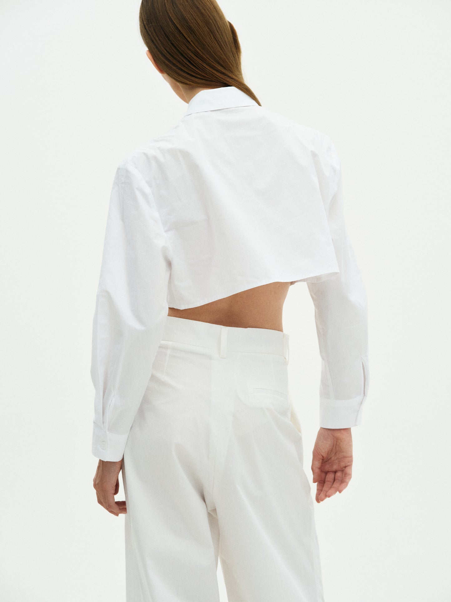 Cropped Cotton Shirt, White