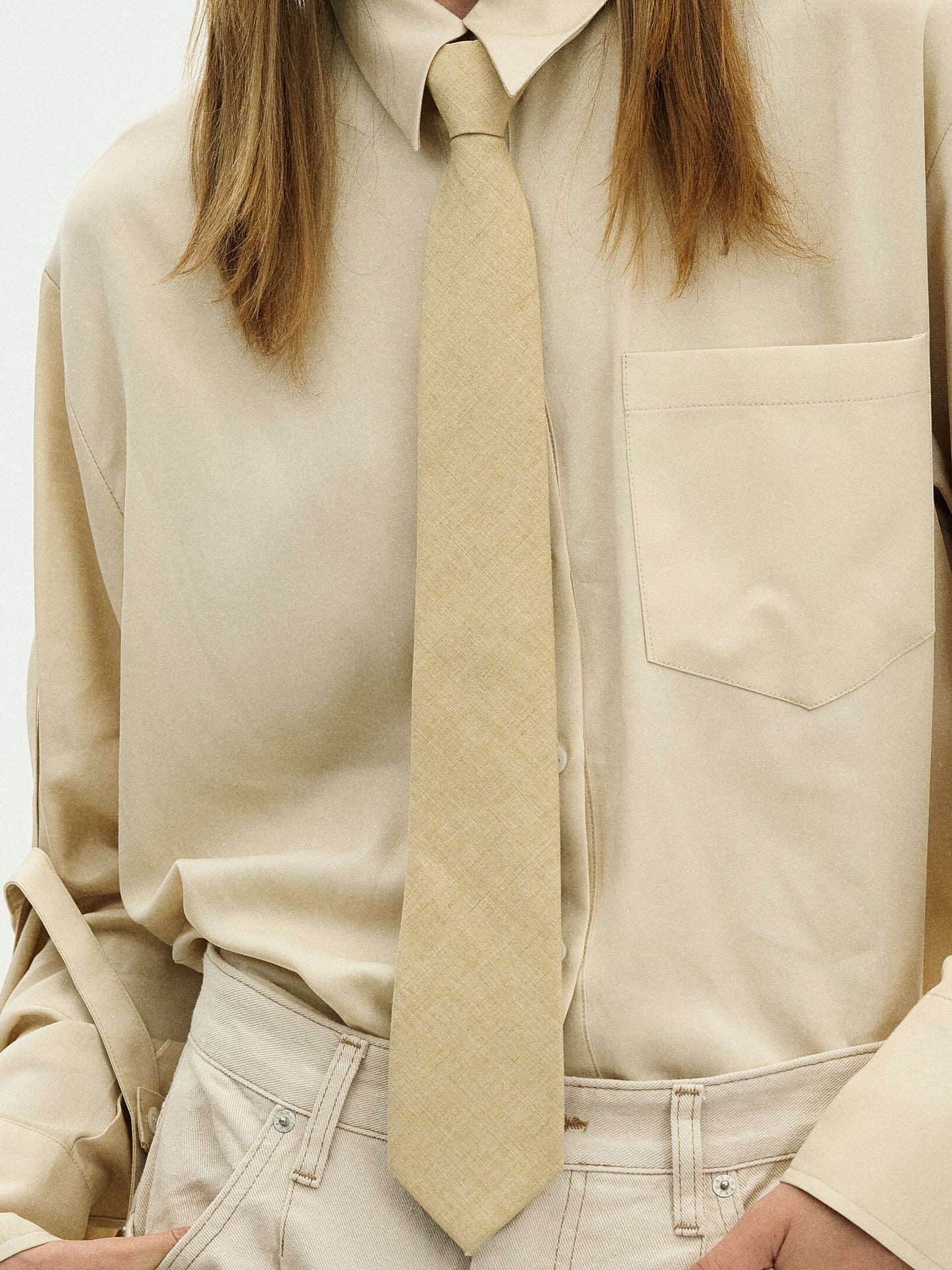 Glen Check Tie, Beige