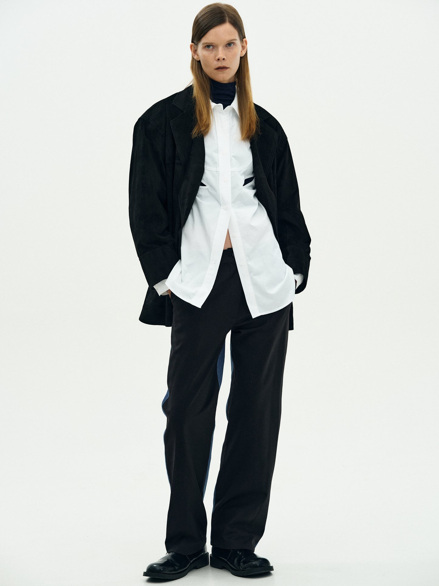 Double Breasted Suede Jacket, Black
