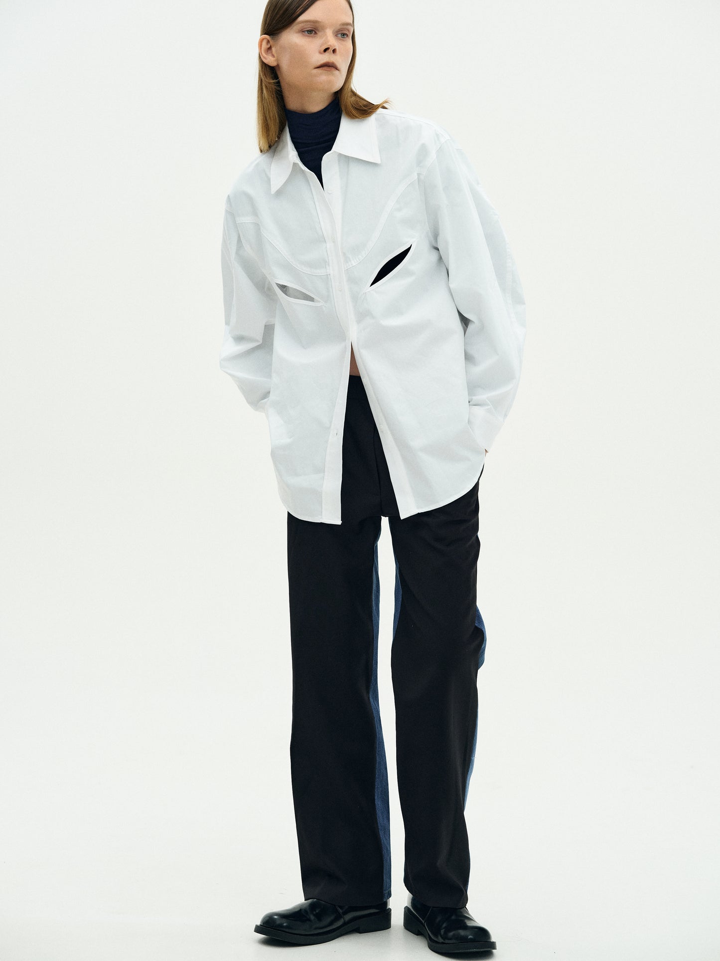 Cut-Out Western Shirt, White