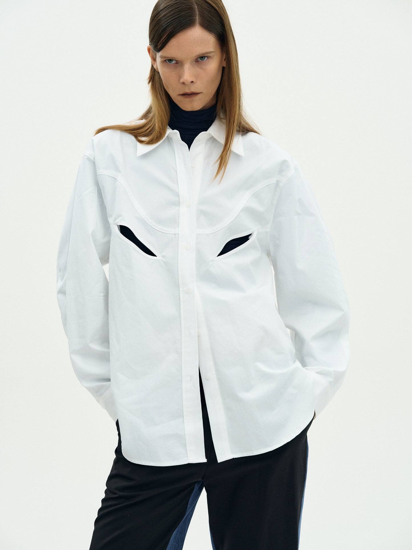 Cut-Out Western Shirt, White