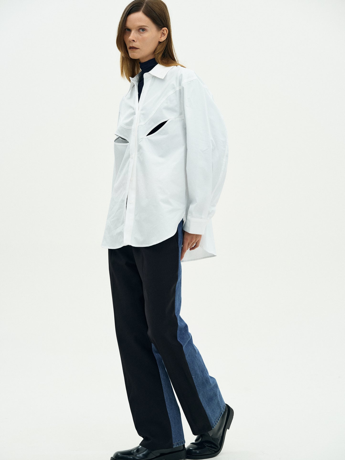 Cut-Out Western Shirt, White