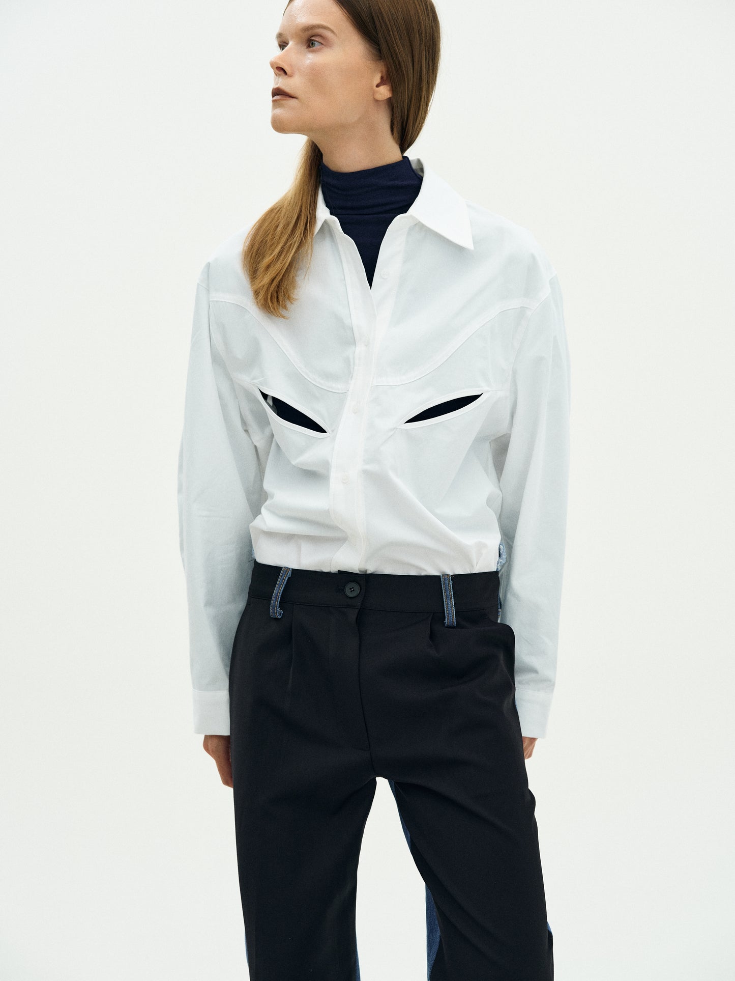 Cut-Out Western Shirt, White