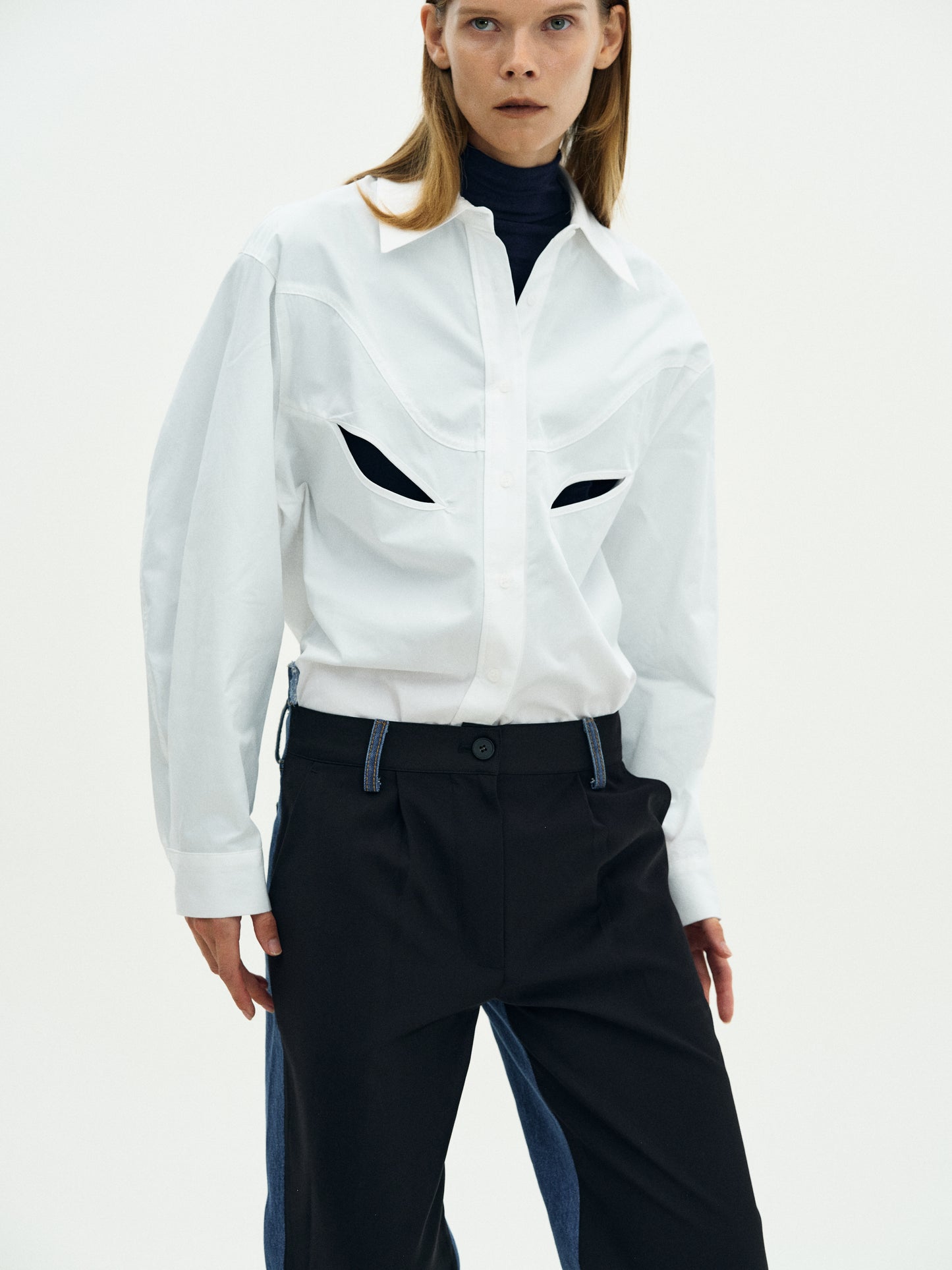 Cut-Out Western Shirt, White