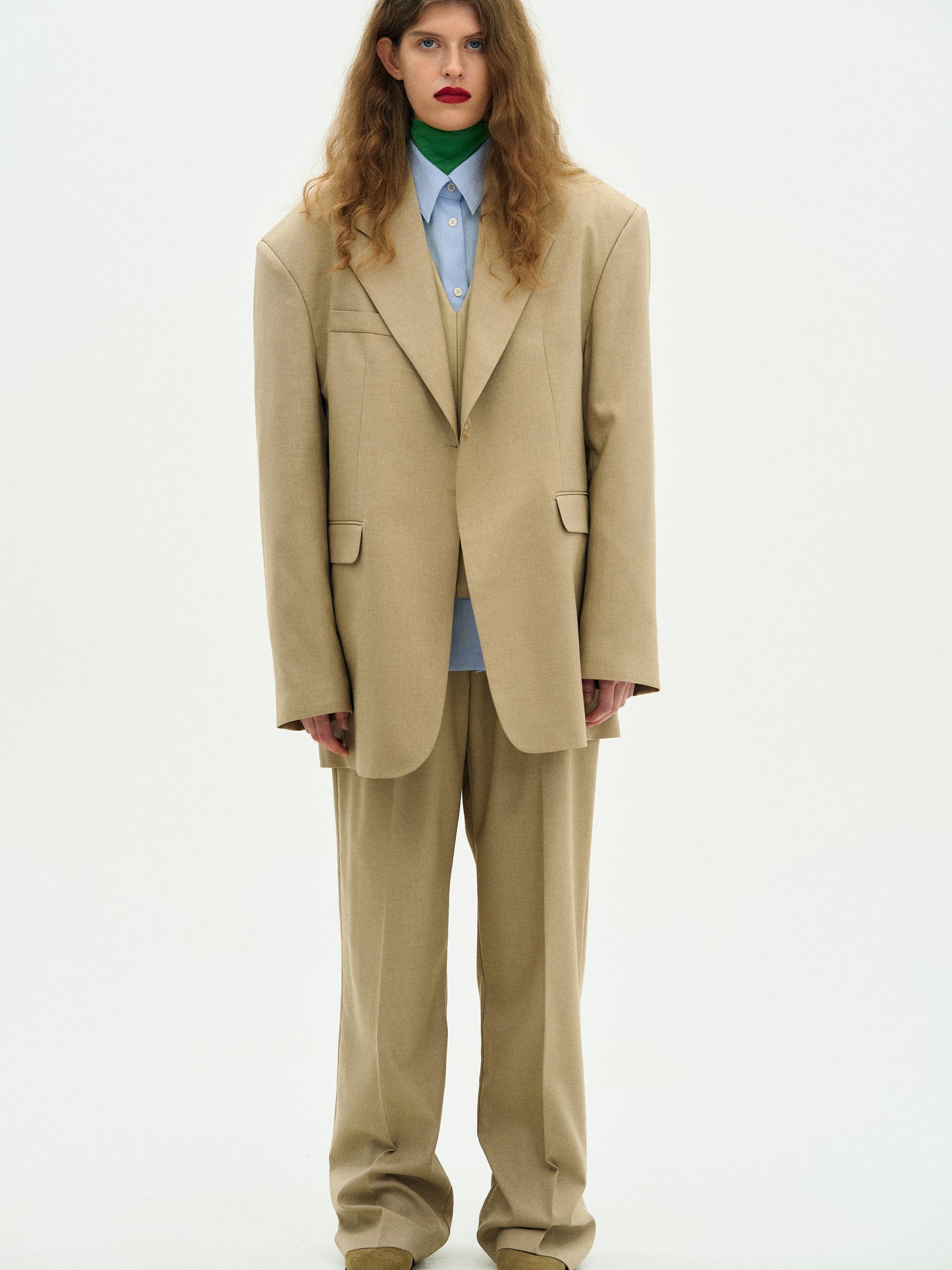 Structured Wool Blazer, Sahara