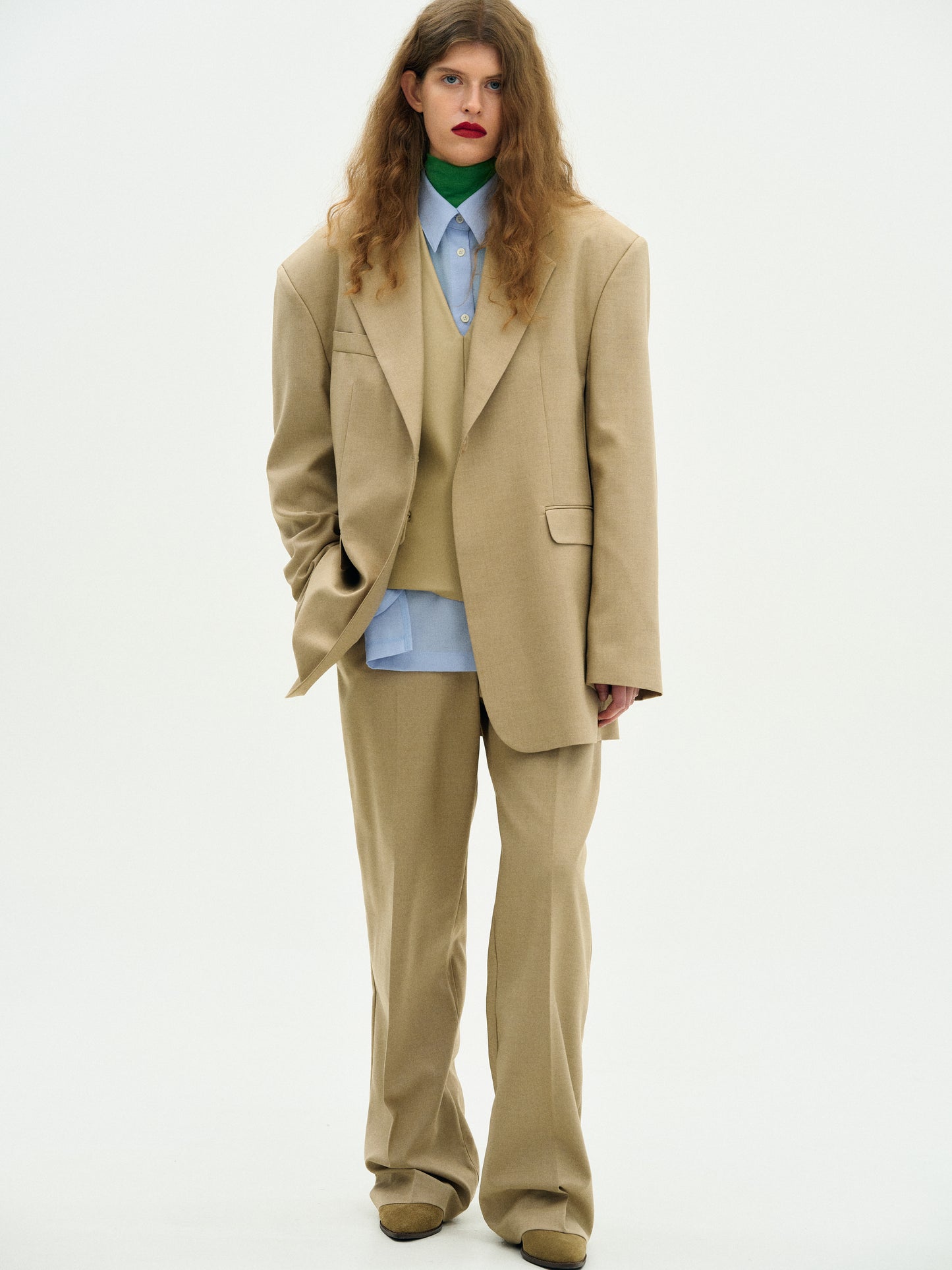 Structured Wool Blazer, Sahara