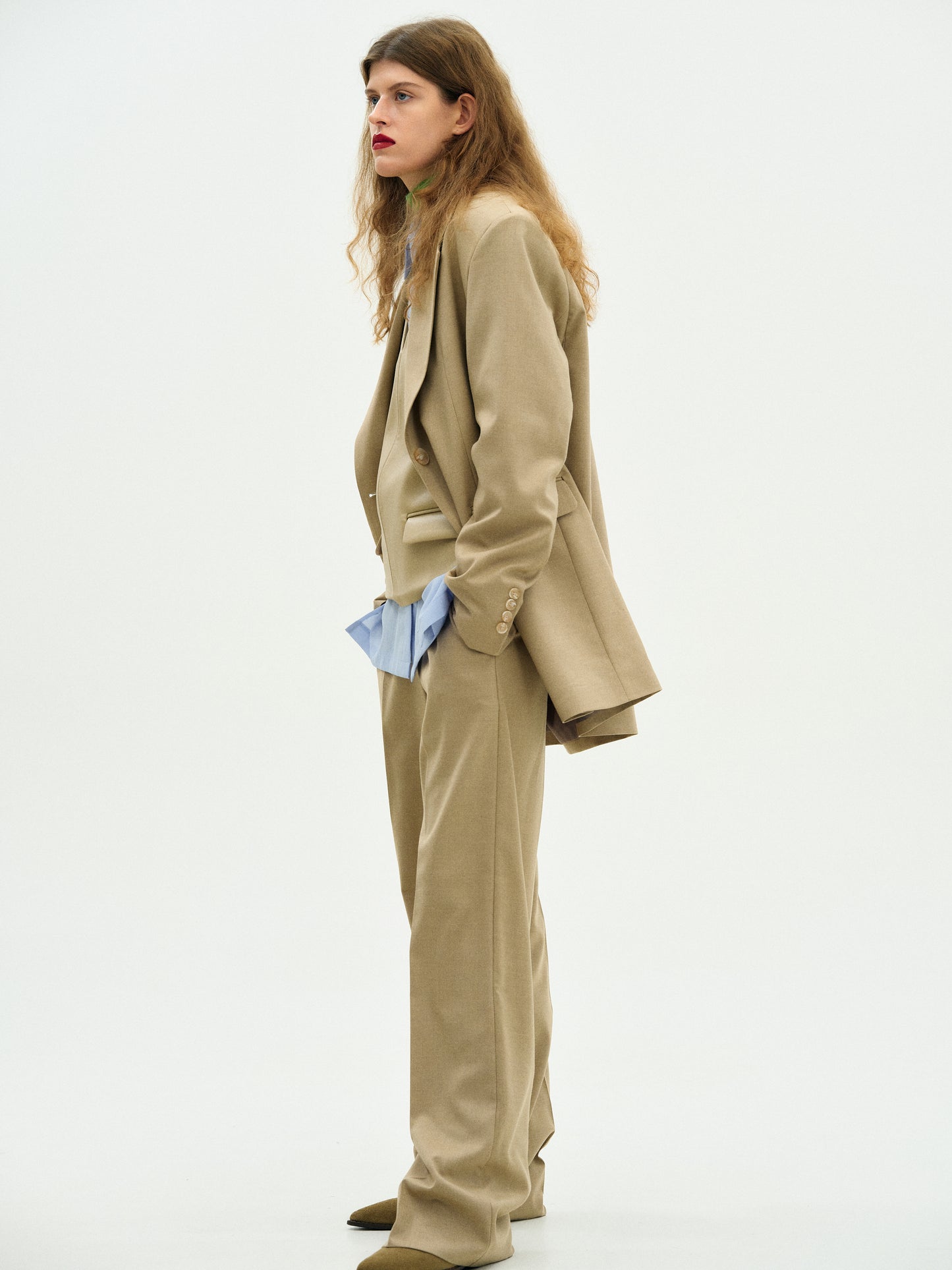 Structured Wool Blazer, Sahara