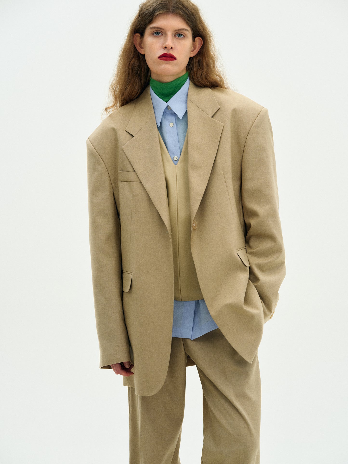 Structured Wool Blazer, Sahara