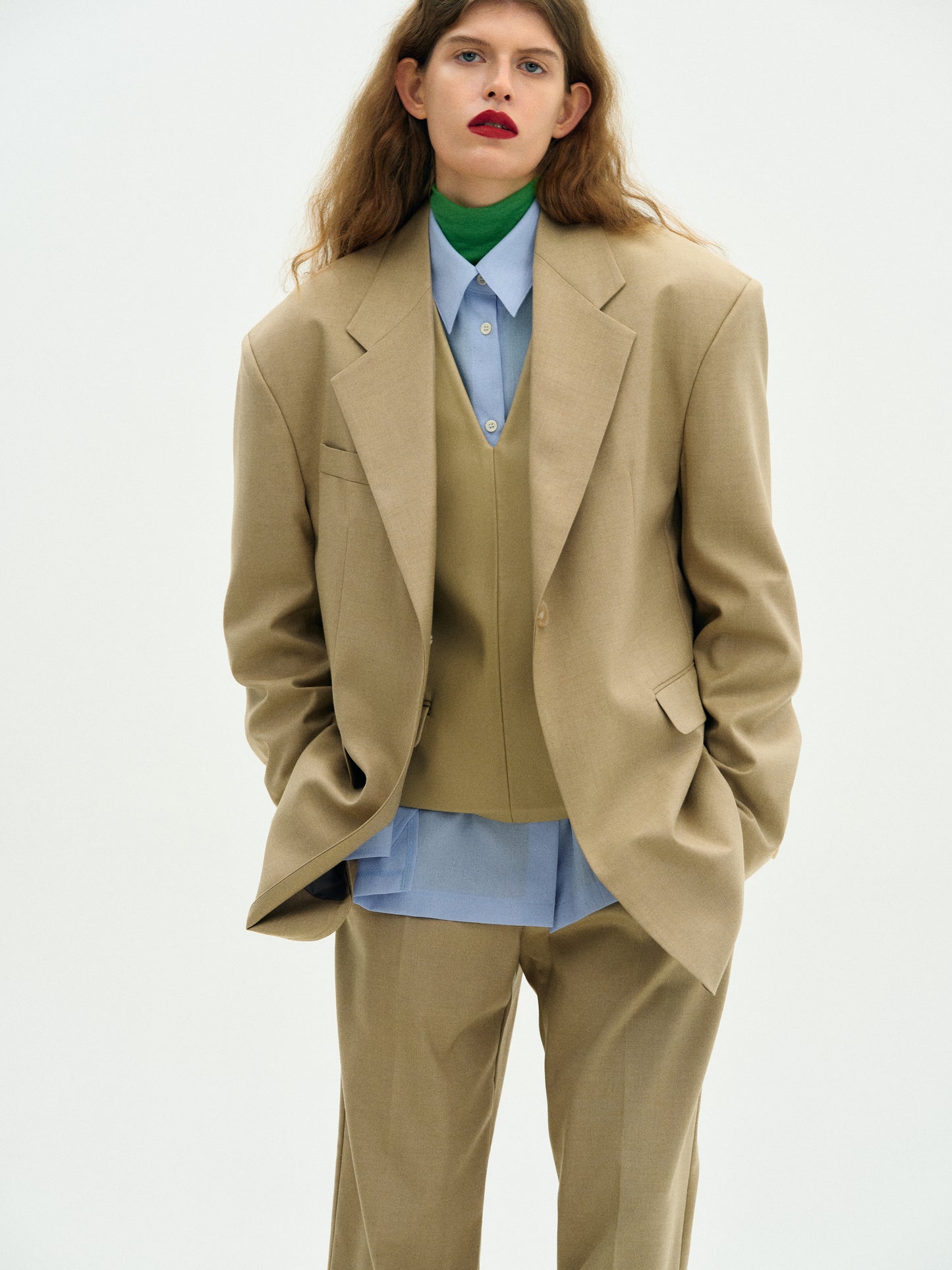 Structured Wool Blazer, Sahara