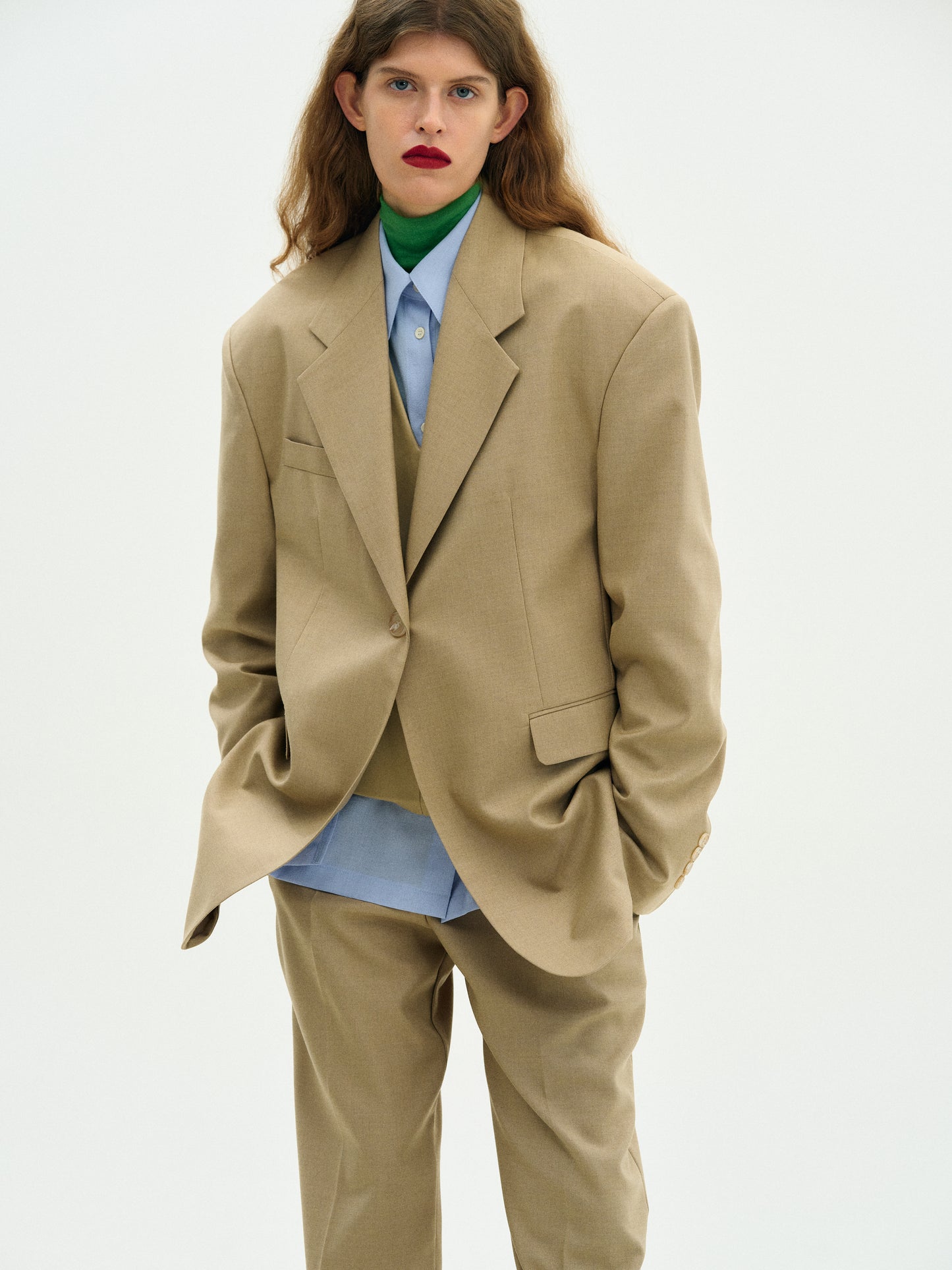 Structured Wool Blazer, Sahara