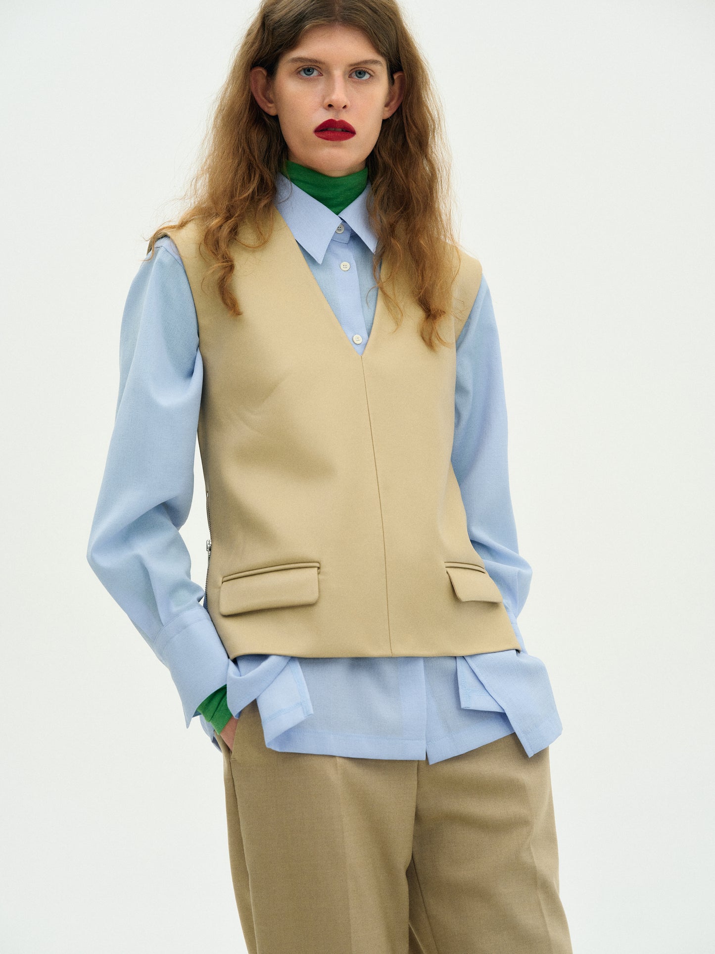Faux-Leather Vest, Sand