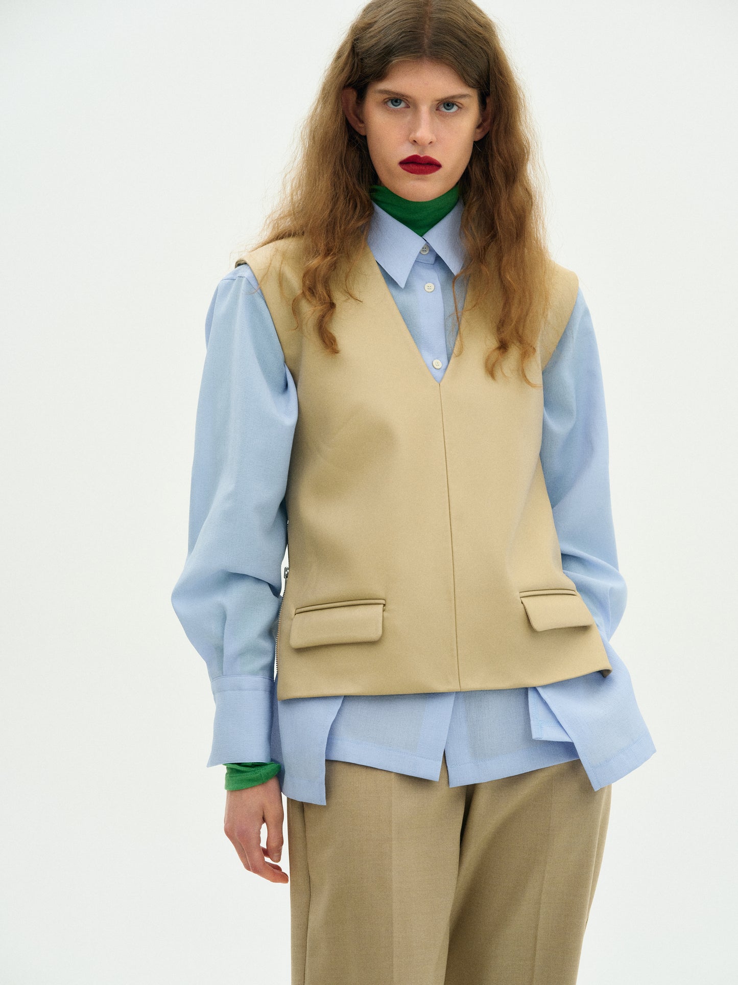 Faux-Leather Vest, Sand