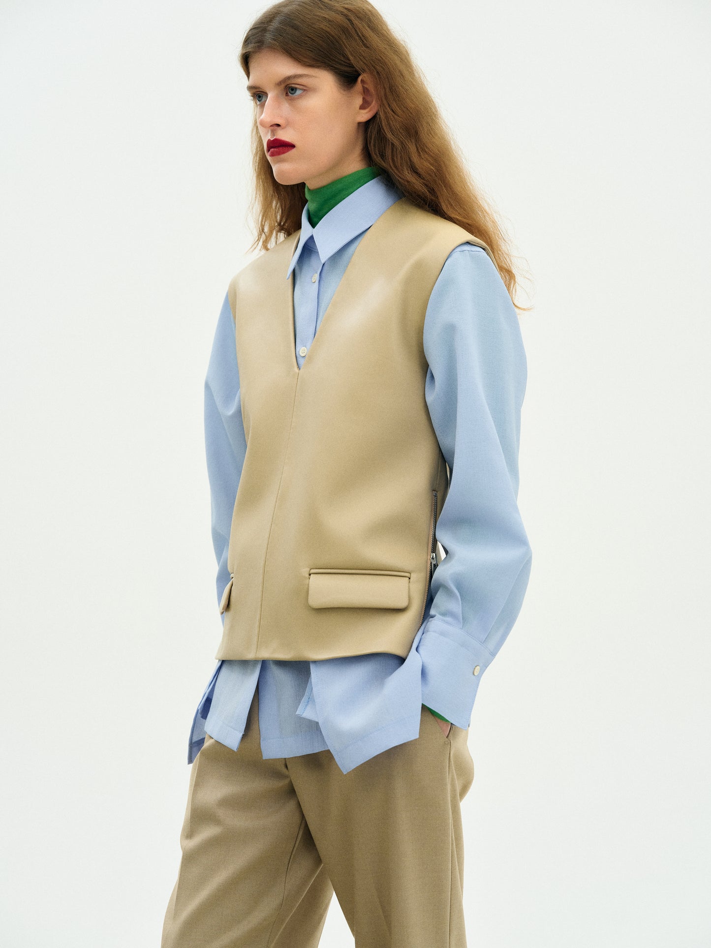 Faux-Leather Vest, Sand
