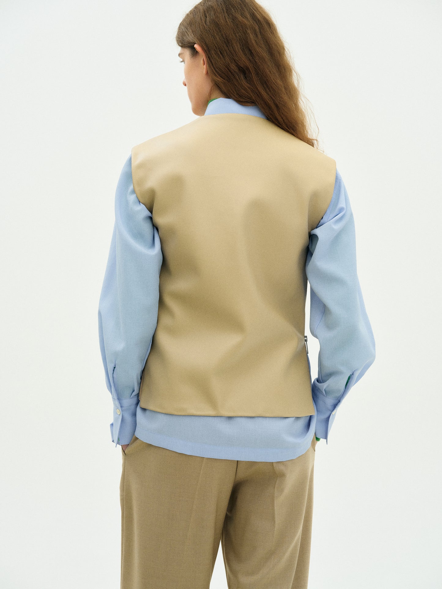 Faux-Leather Vest, Sand