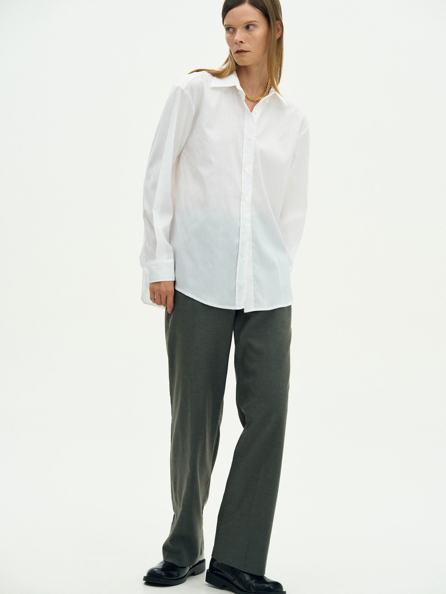 Pinstripe Suit Shirt, White