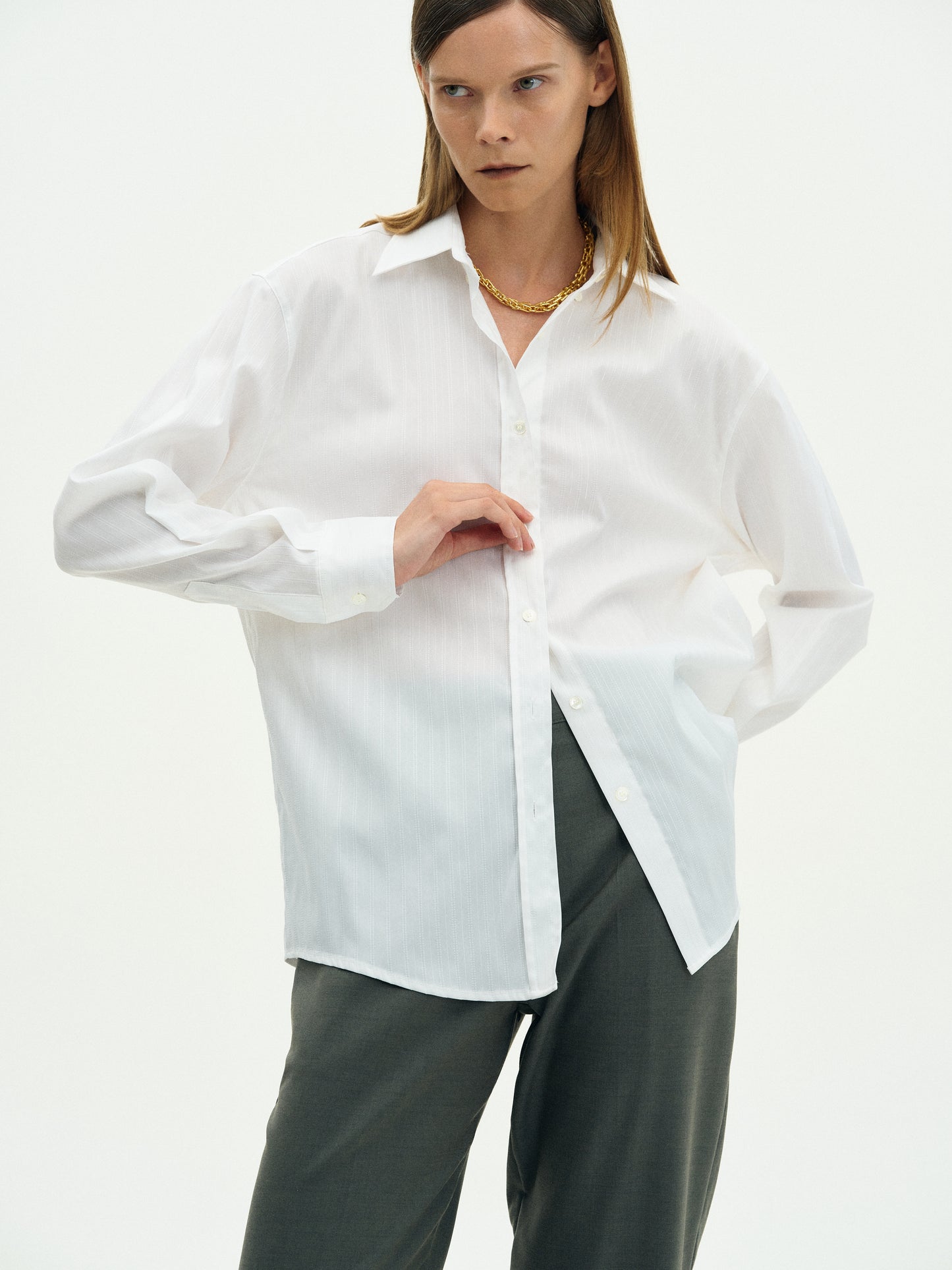Pinstripe Suit Shirt, White