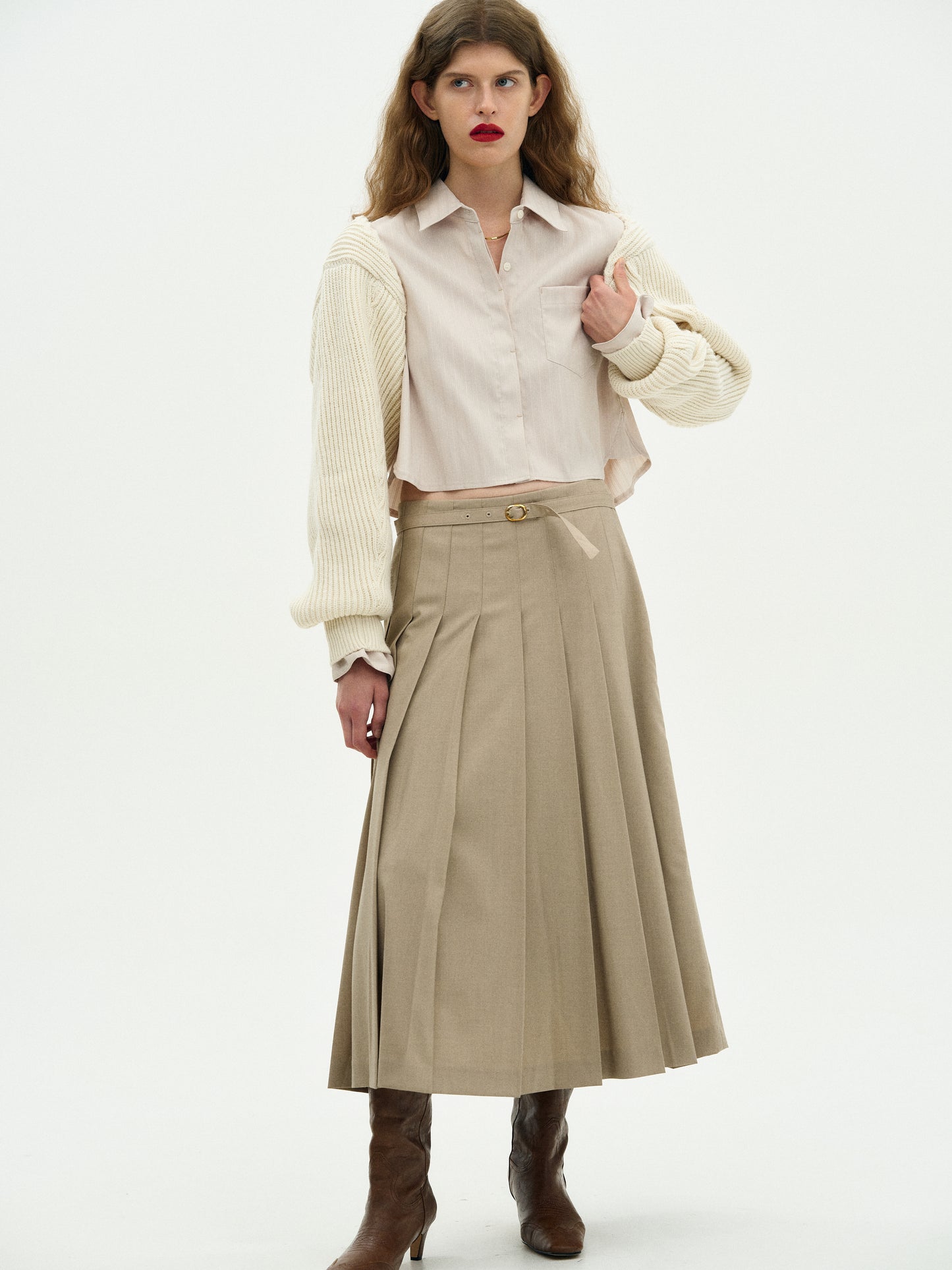Collar Knit Sleeves, Cream