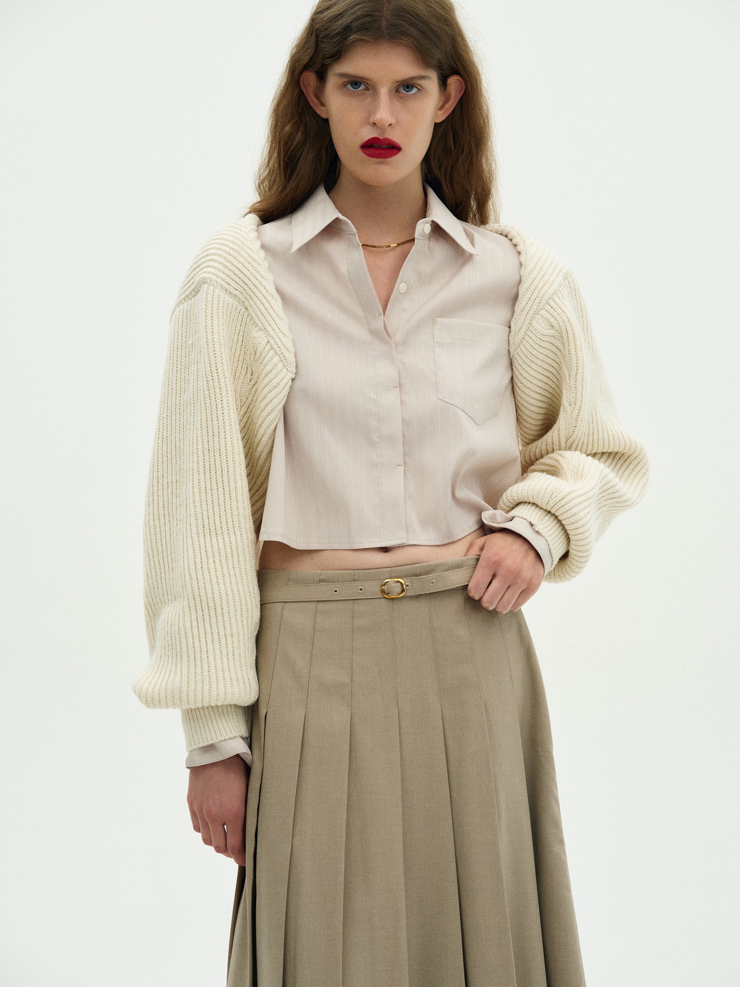 Collar Knit Sleeves, Cream