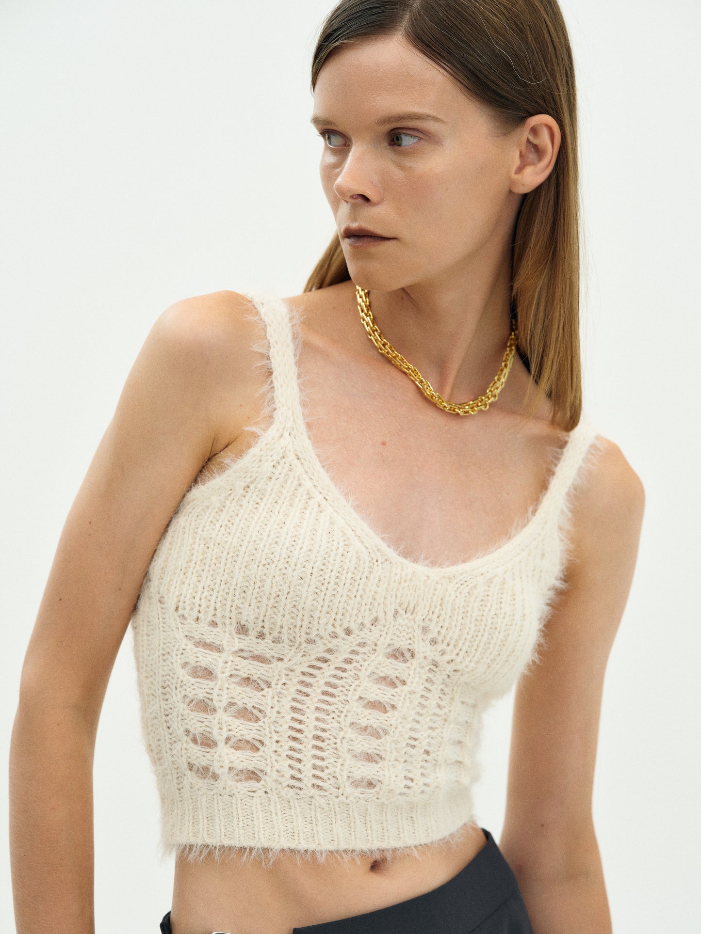 Brushed Knit Tank, Milk